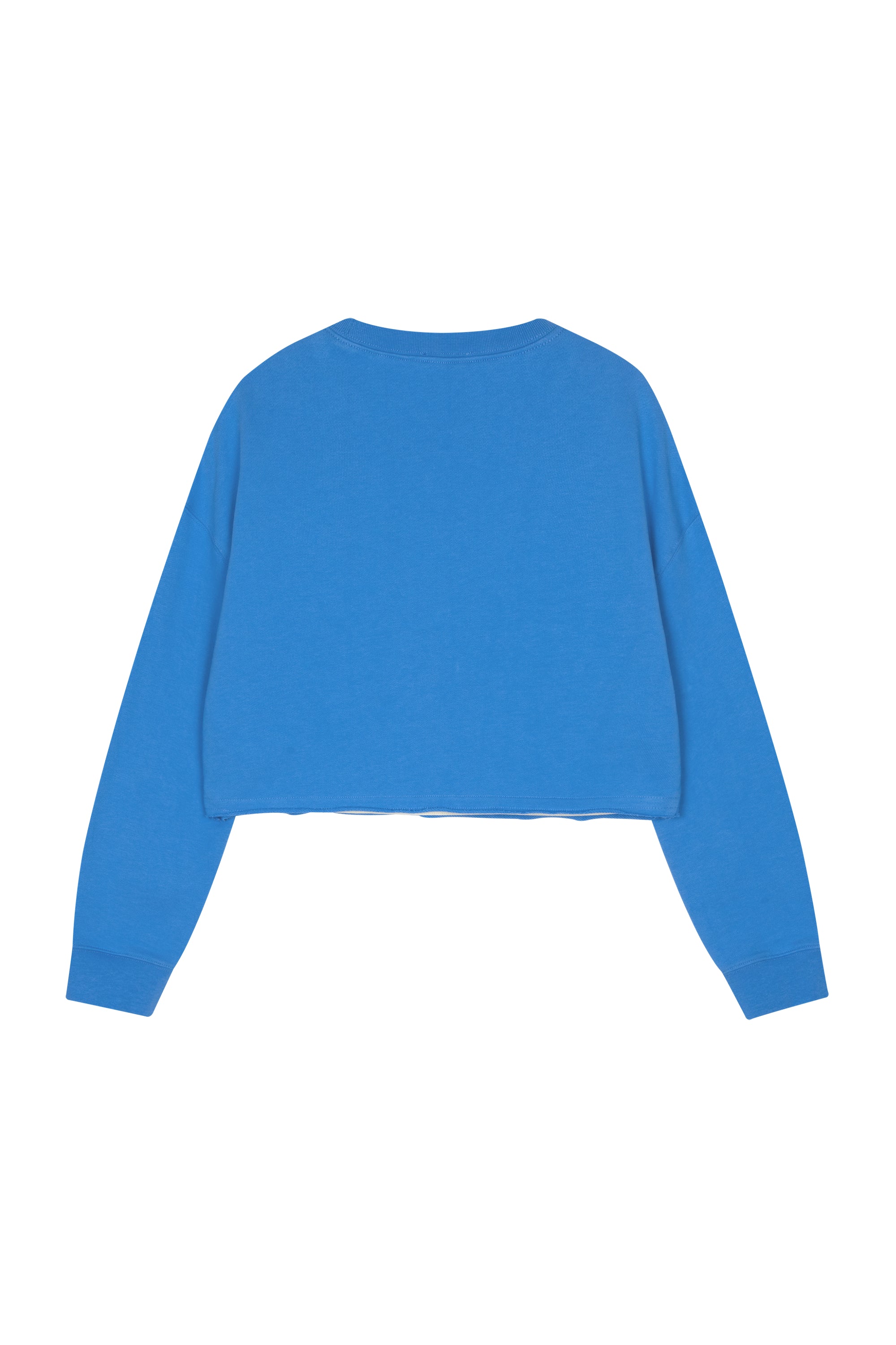 W Raw Cut Crop Swaetshirt Blue