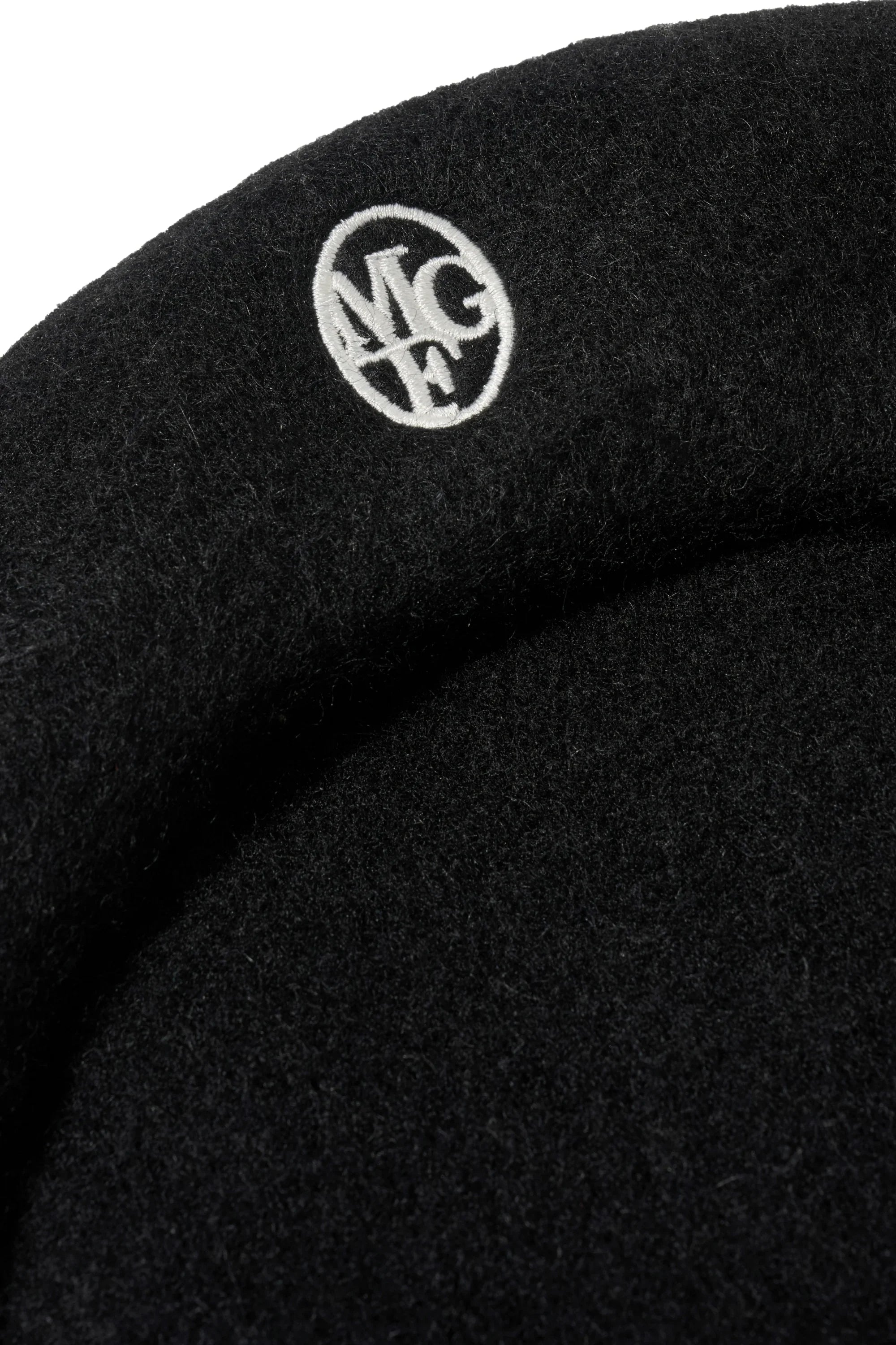 Circle Logo Embroidery Wool Beret Black
