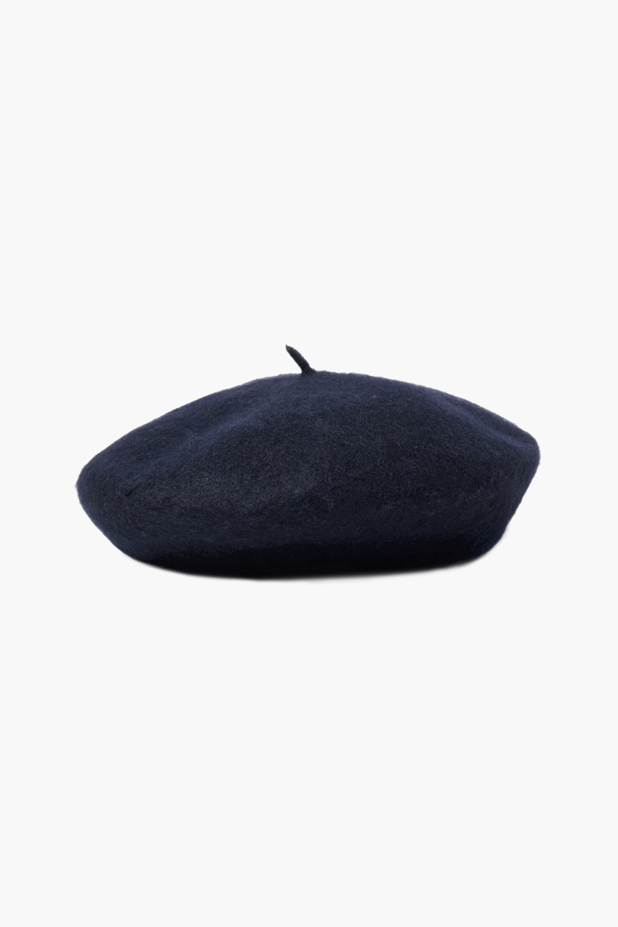 Circle Logo Embroidery Wool Beret Navy