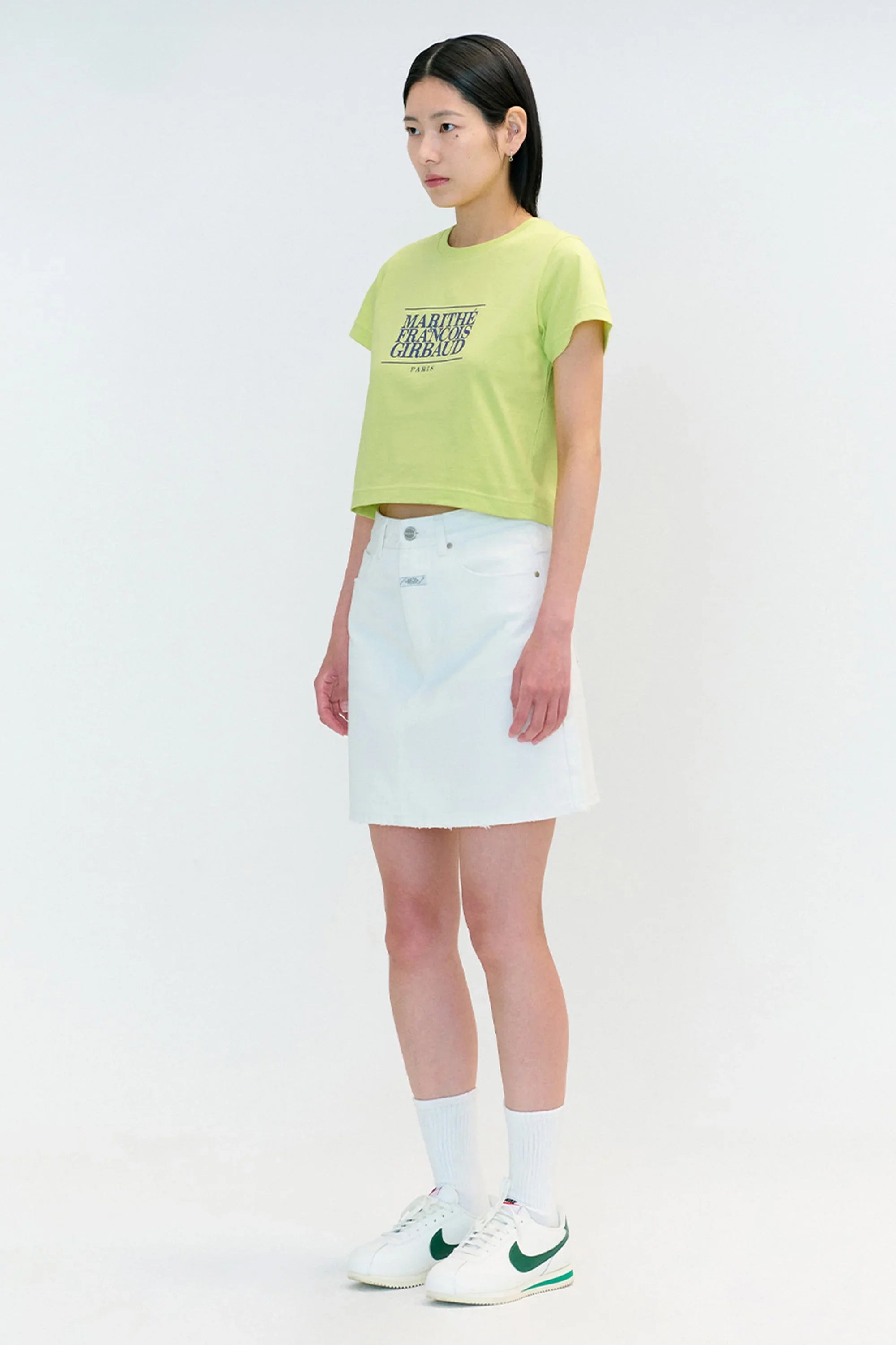 W Classic Logo Crop Tee Light Olive
