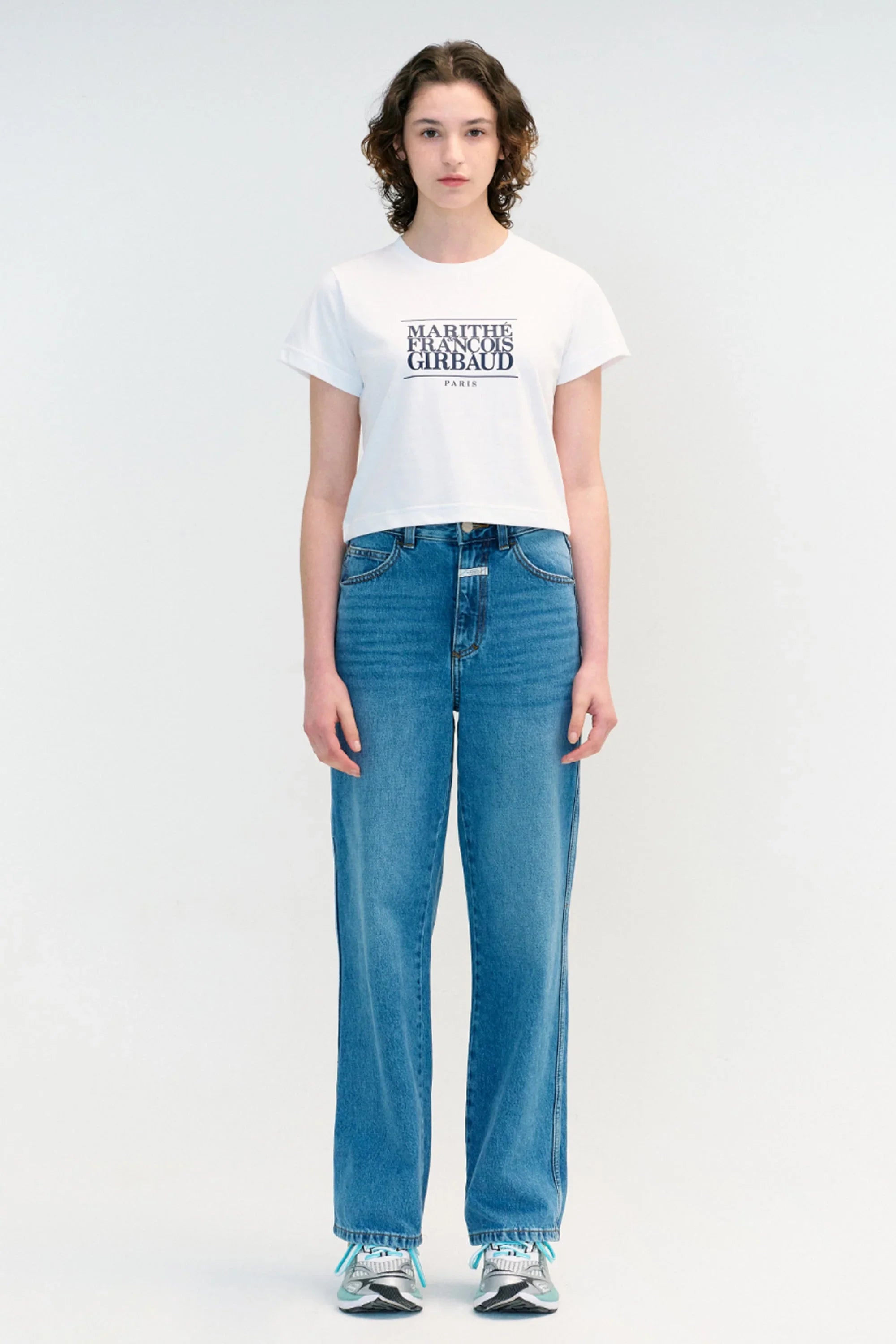 W Classic Logo Crop Tee White