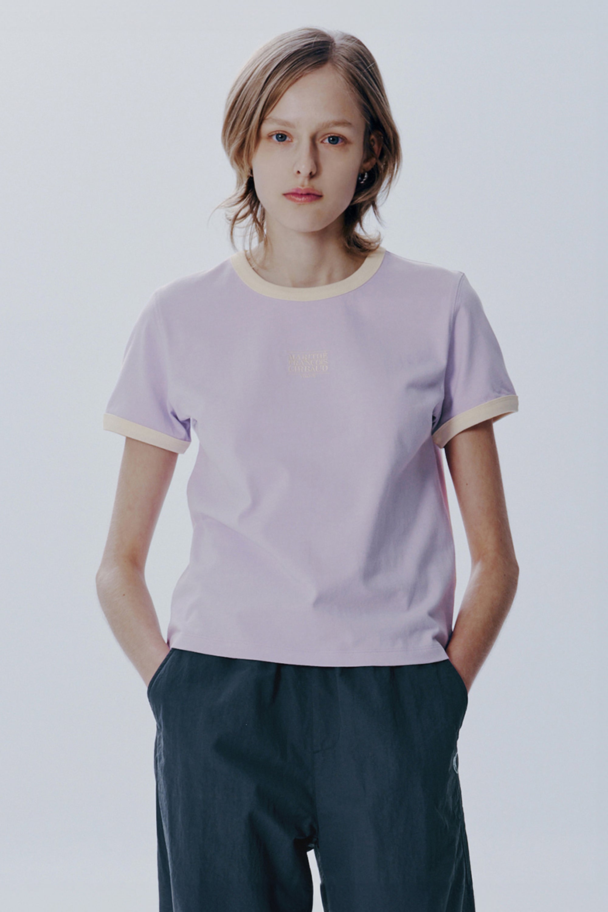 W Classic Logo Ringer Tee Light Purple