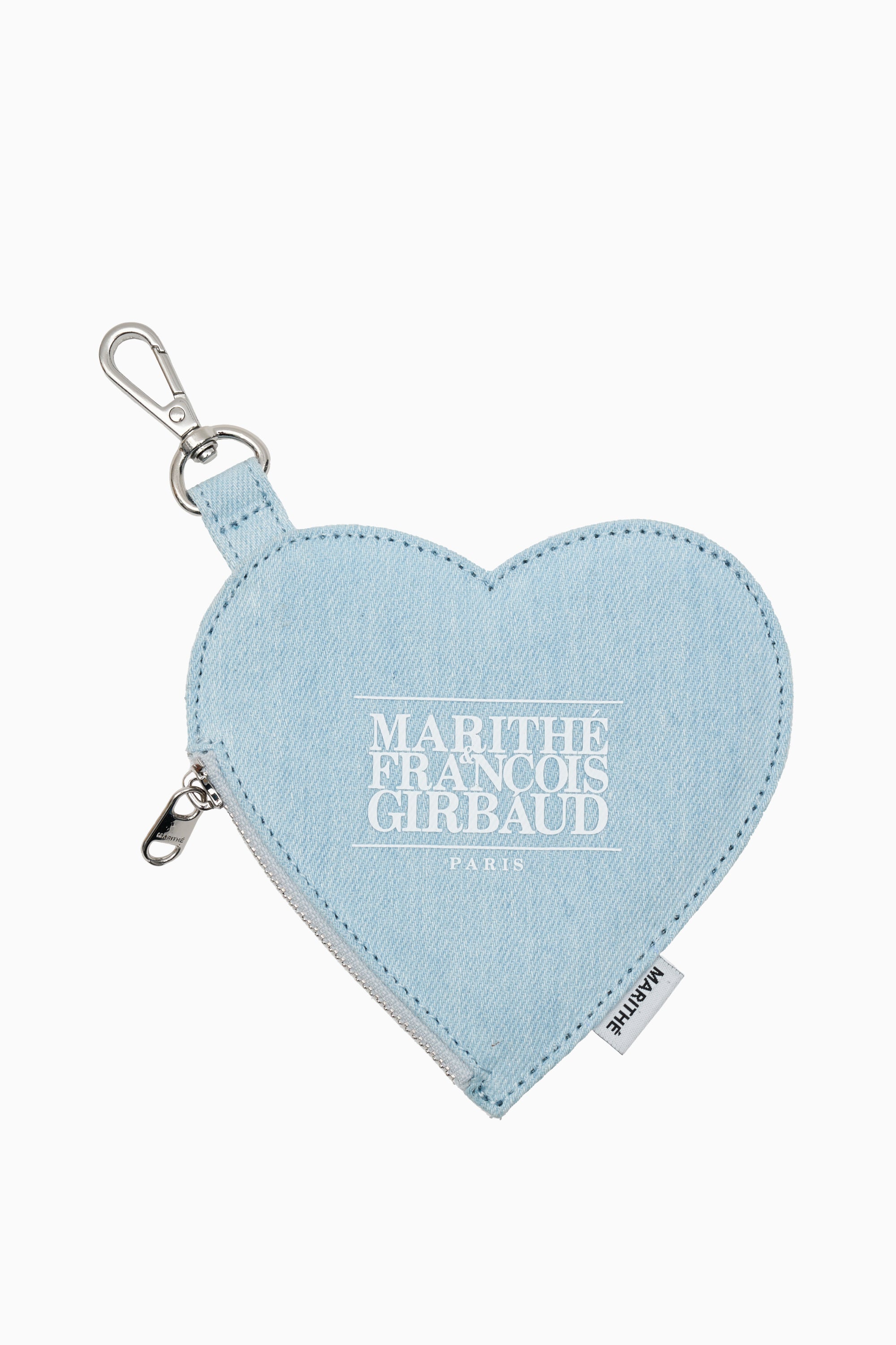 Logo Denim Heart Keyring Light Blue