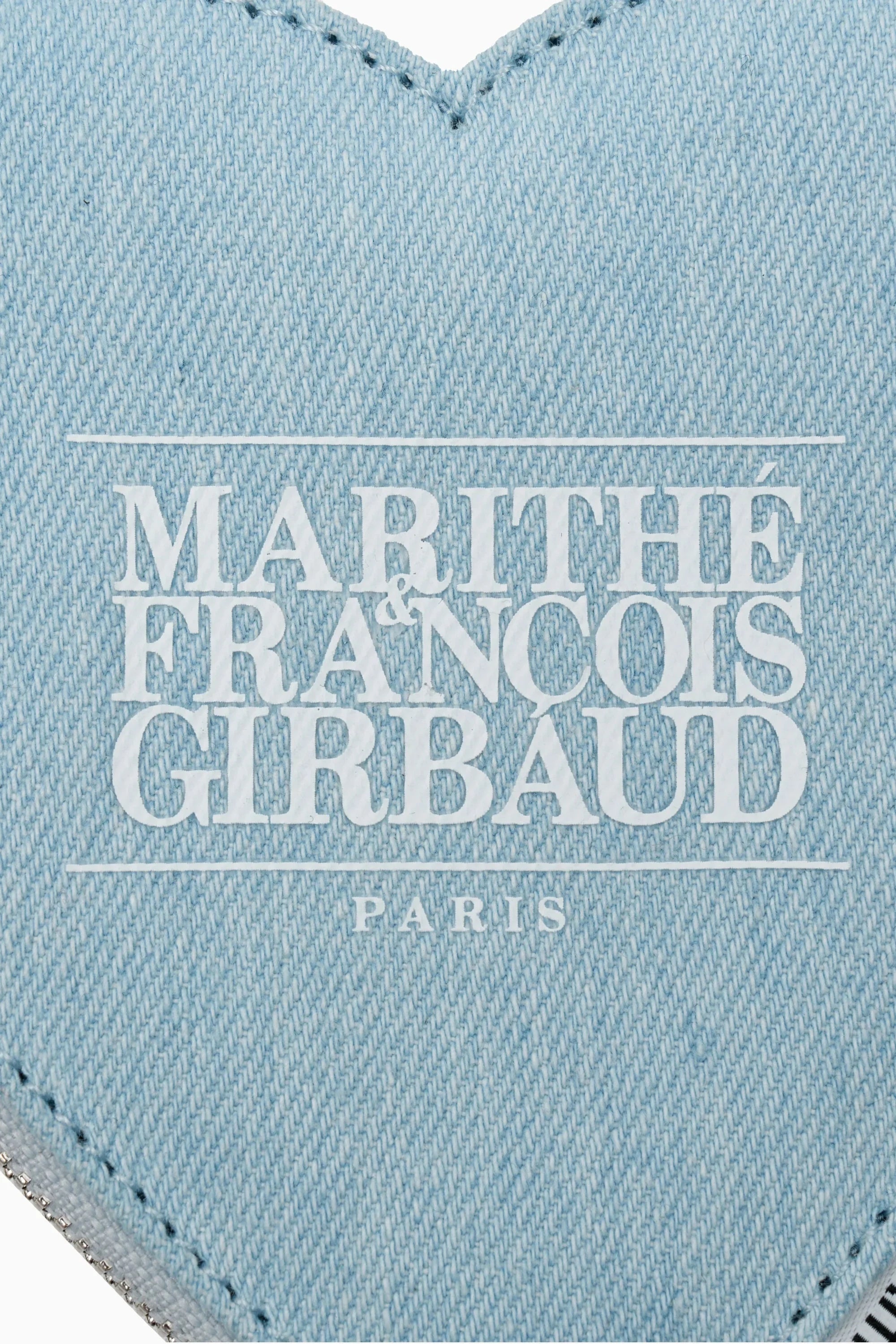 Logo Denim Heart Keyring Light Blue