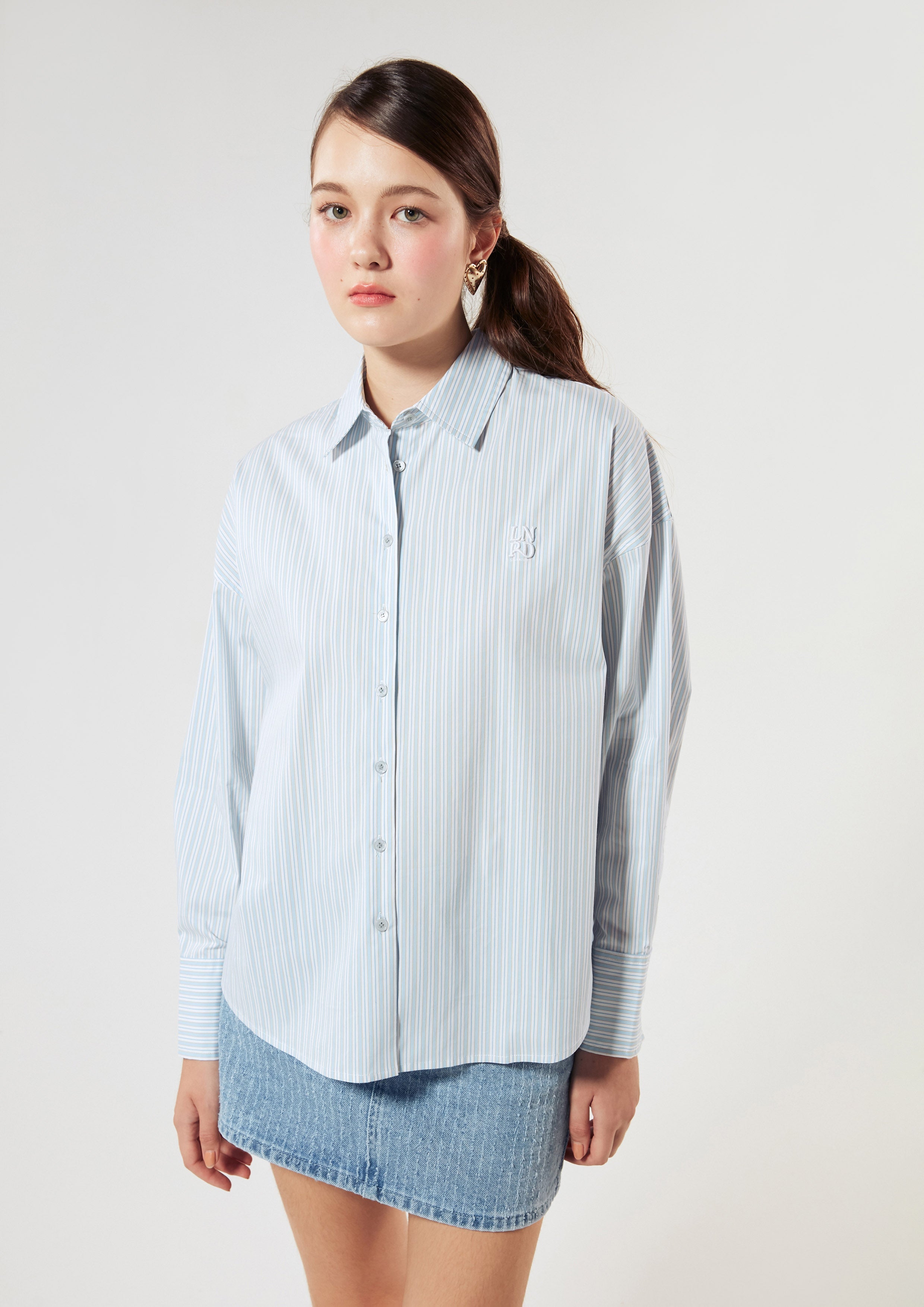 Logo Stripe Long Sleeve Shirt Lnrd Signature Striped Blue
