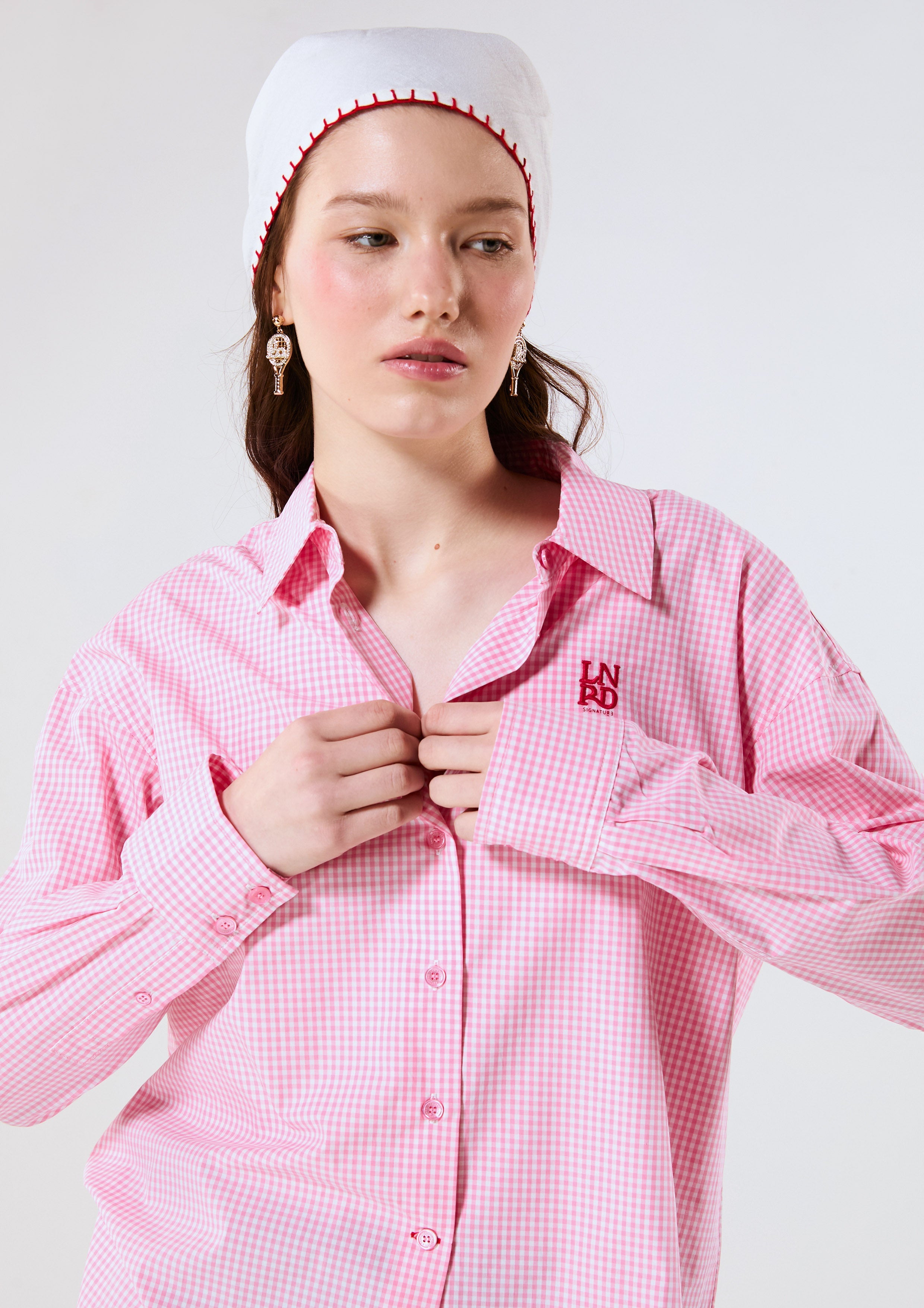 Gingham Long Sleeve Shirt Signature Pink