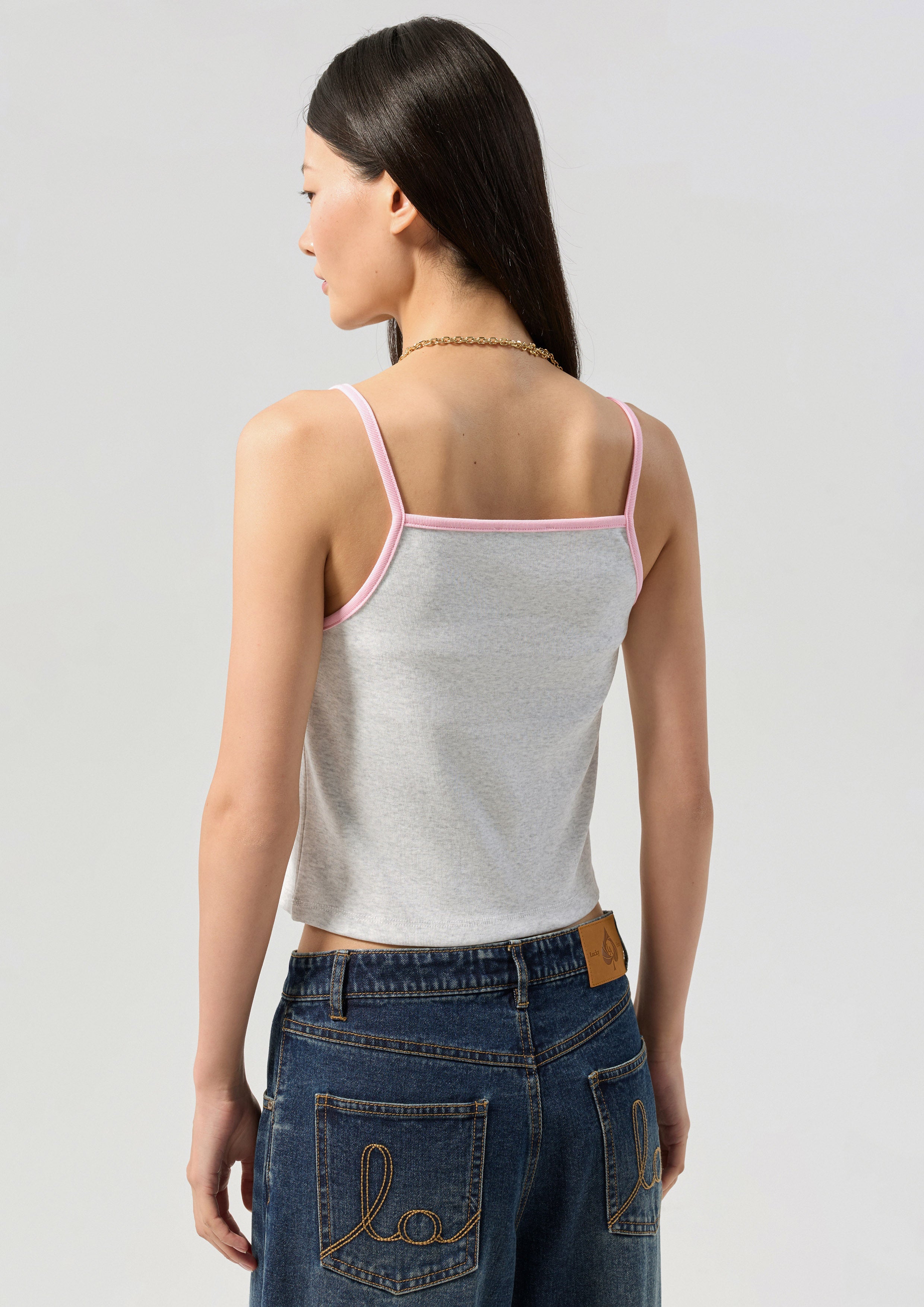 Cami Strap Logo Top Signature Light Grey