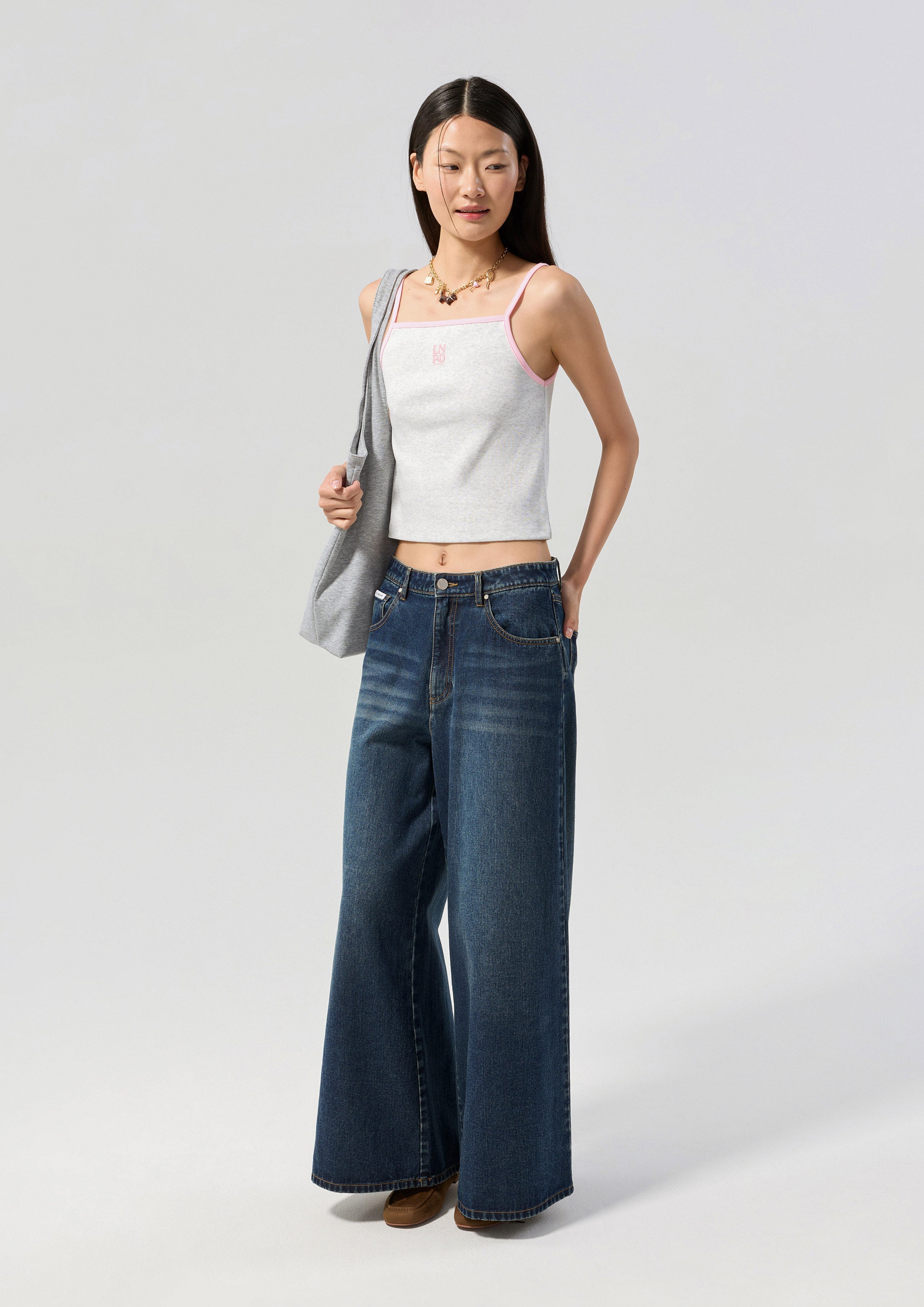 Cami Strap Logo Top Signature Light Grey