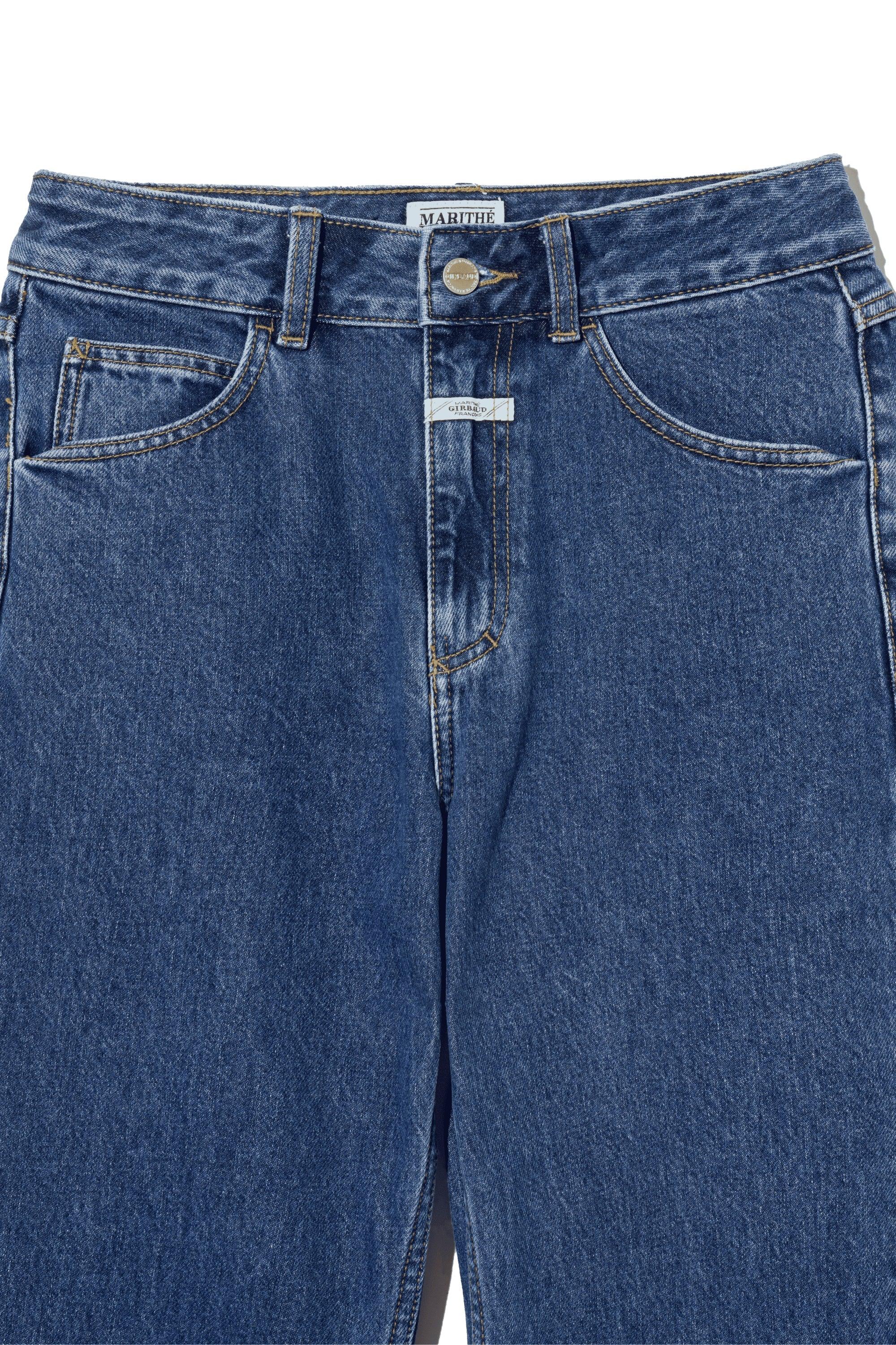 W Slim Straight Denim Pants Blue