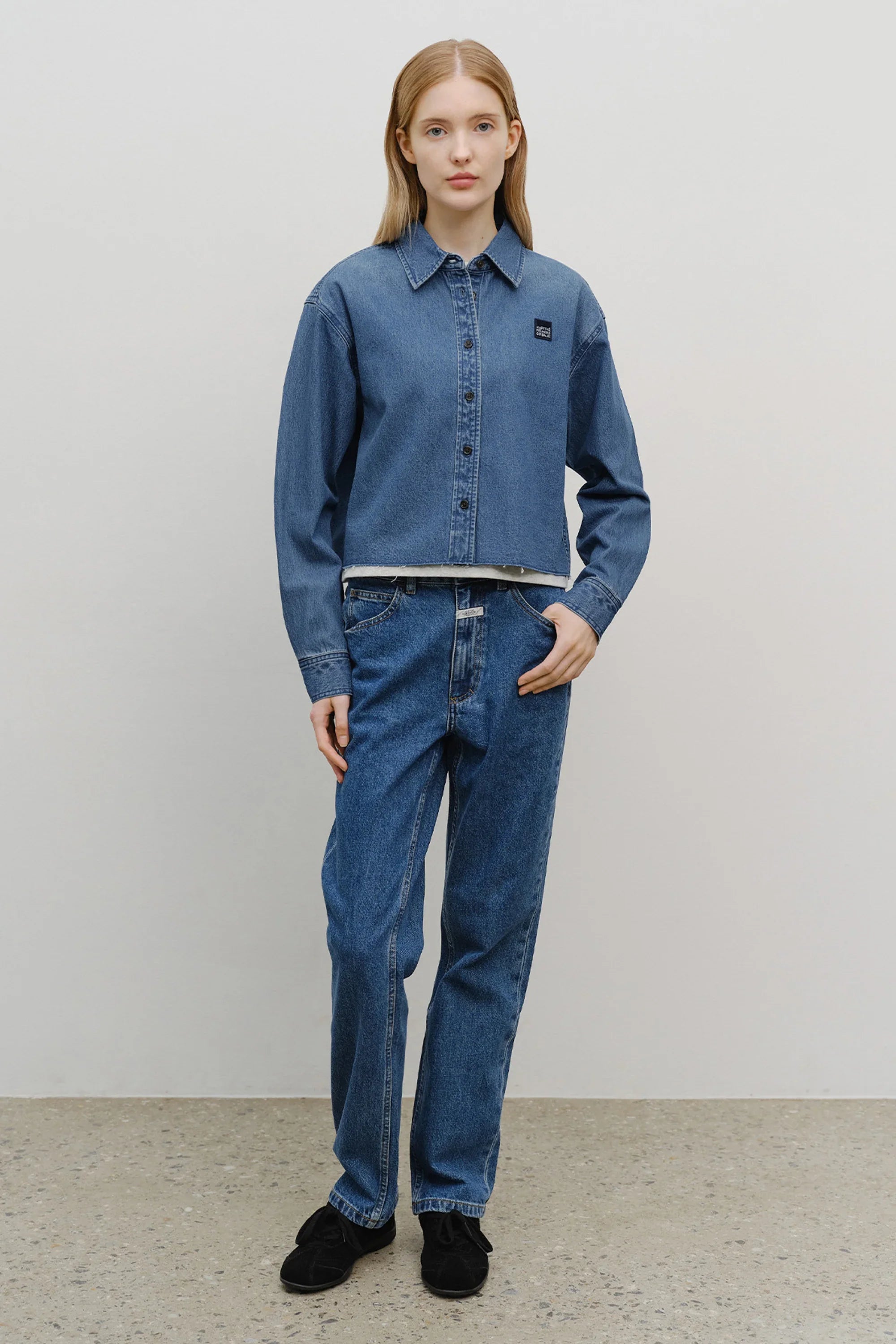 W Slim Straight Denim Pants Blue