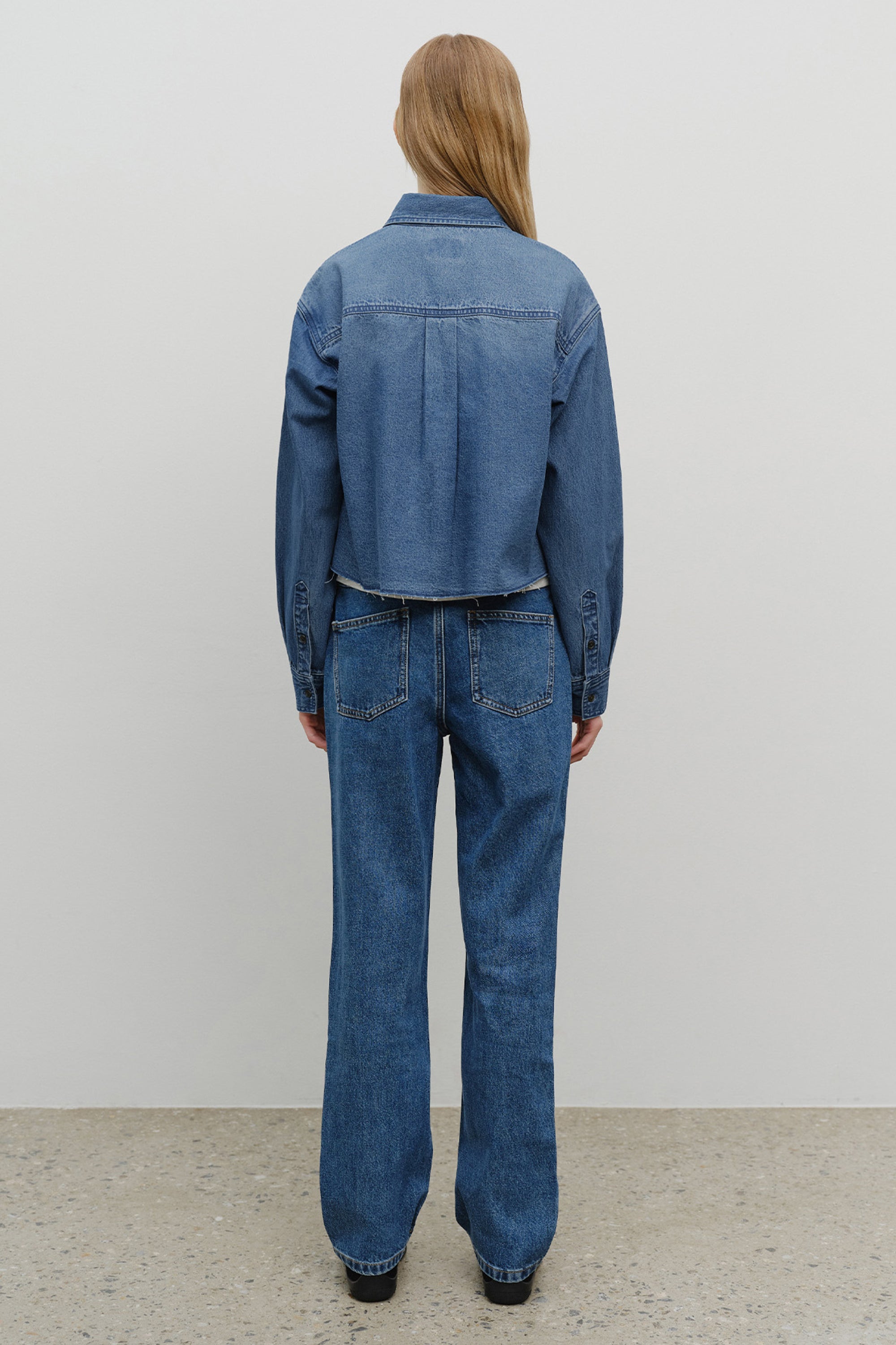 W Slim Straight Denim Pants Blue
