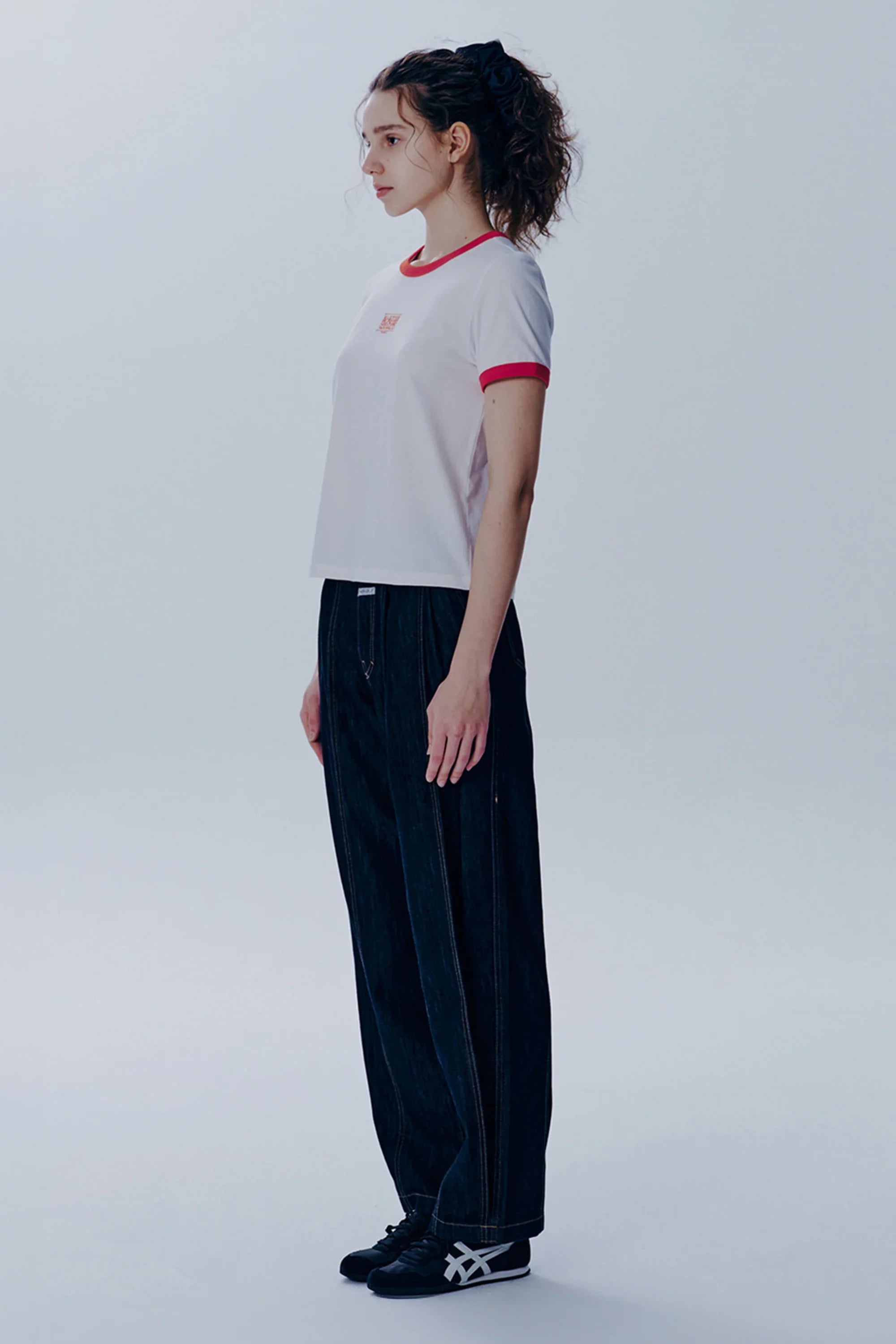 W Classic Logo Ringer Tee White / Red