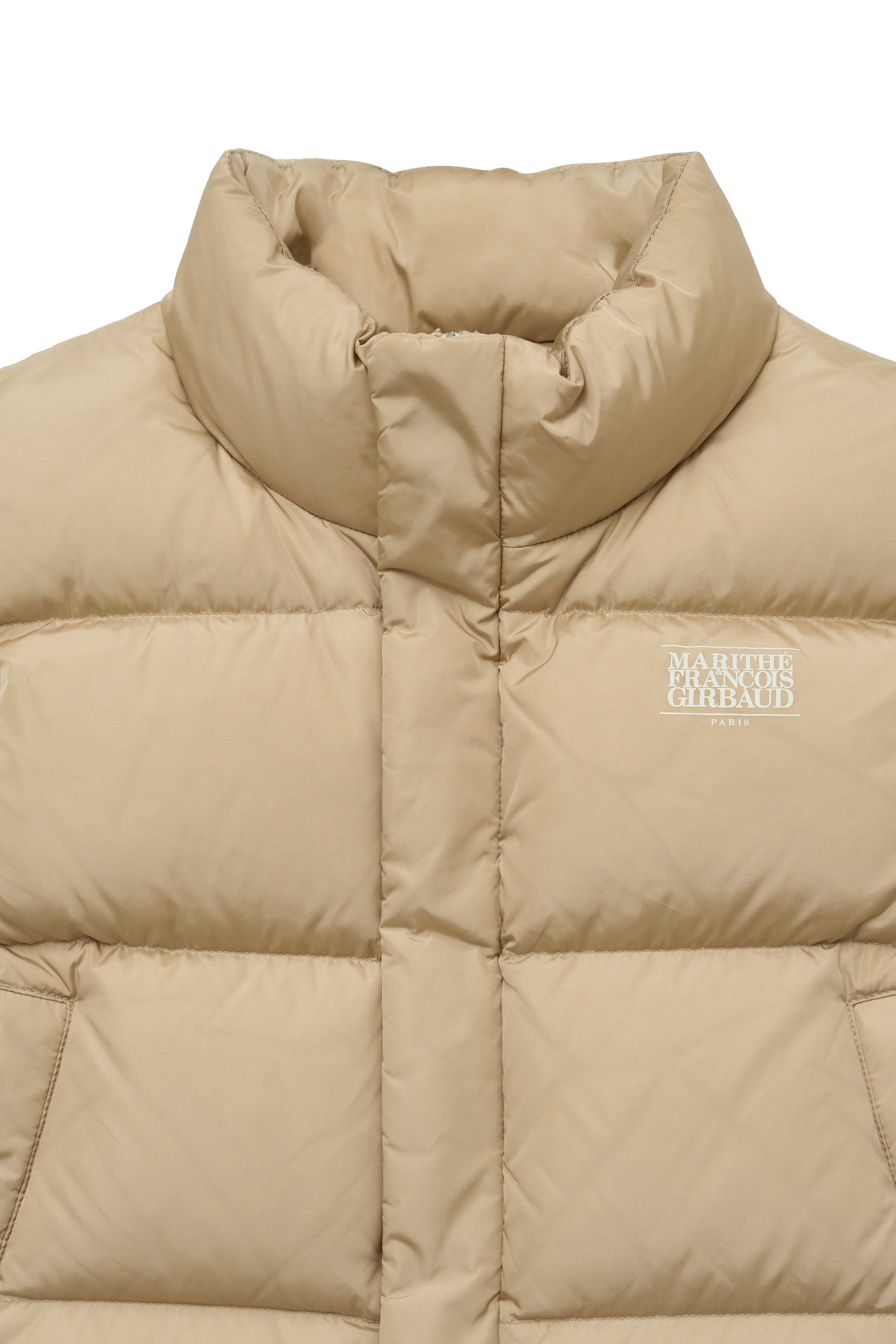 W Classic Logo Duck Down Crop Vest Beige