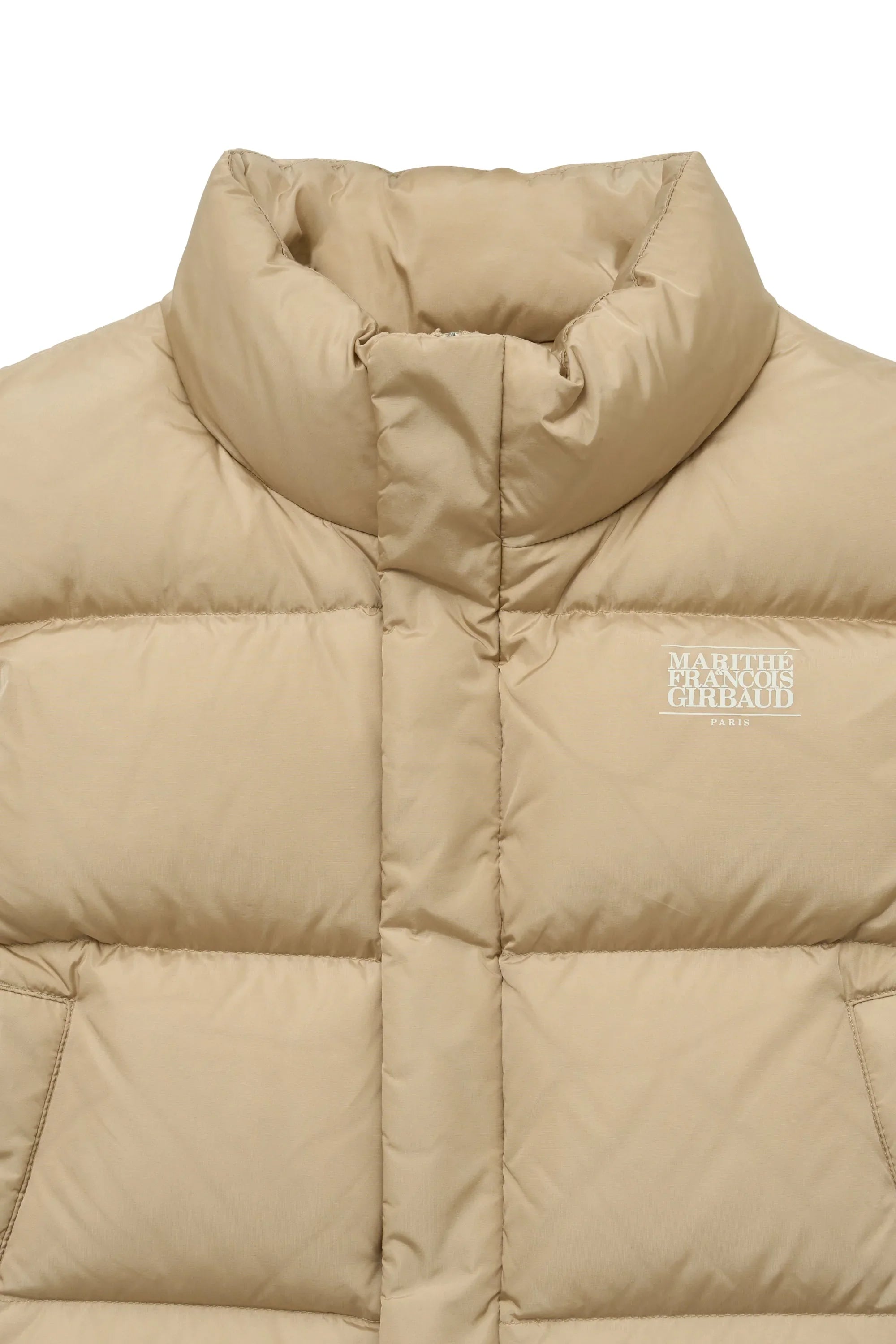 W Classic Logo Duck Down Crop Vest Beige