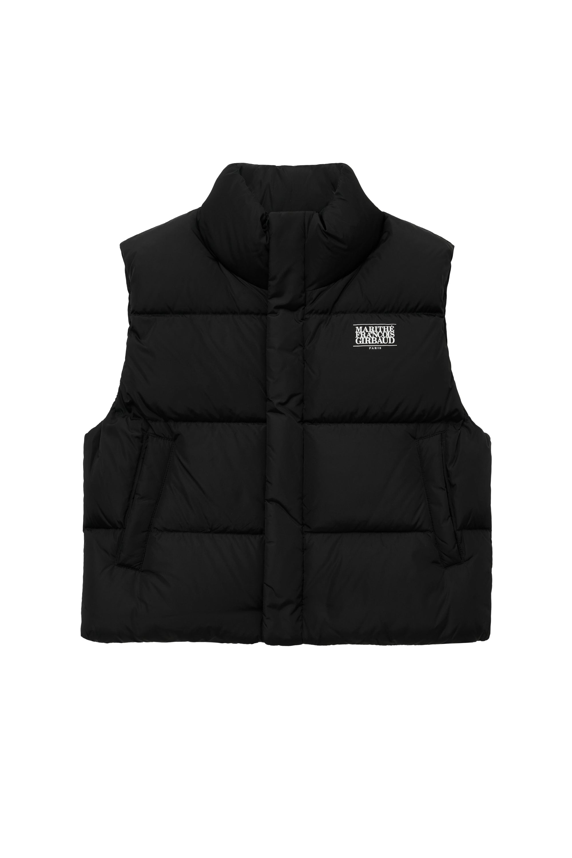 W Classic Logo Duck Down Crop Vest Black