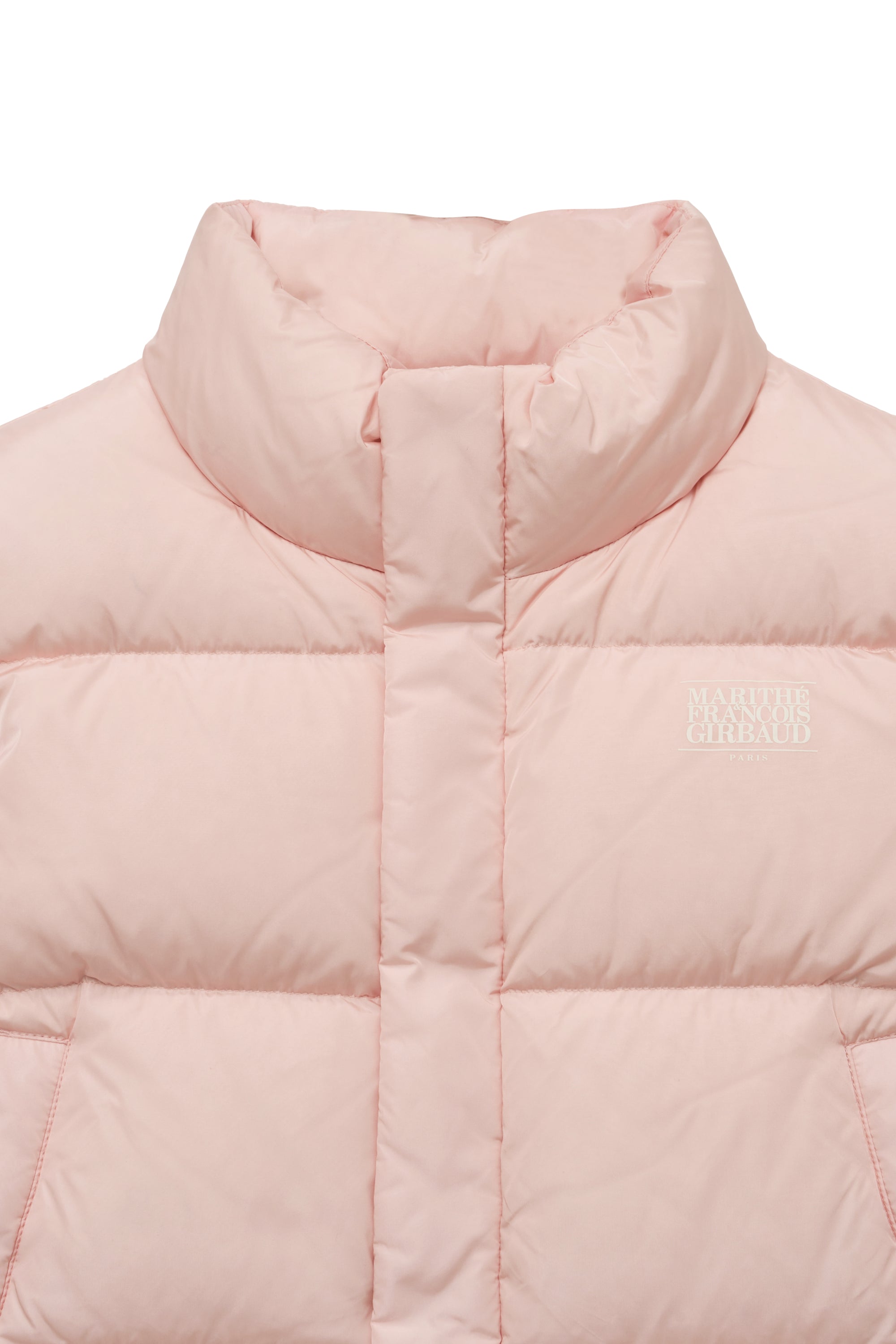 W Classic Logo Duck Down Crop Vest Pink