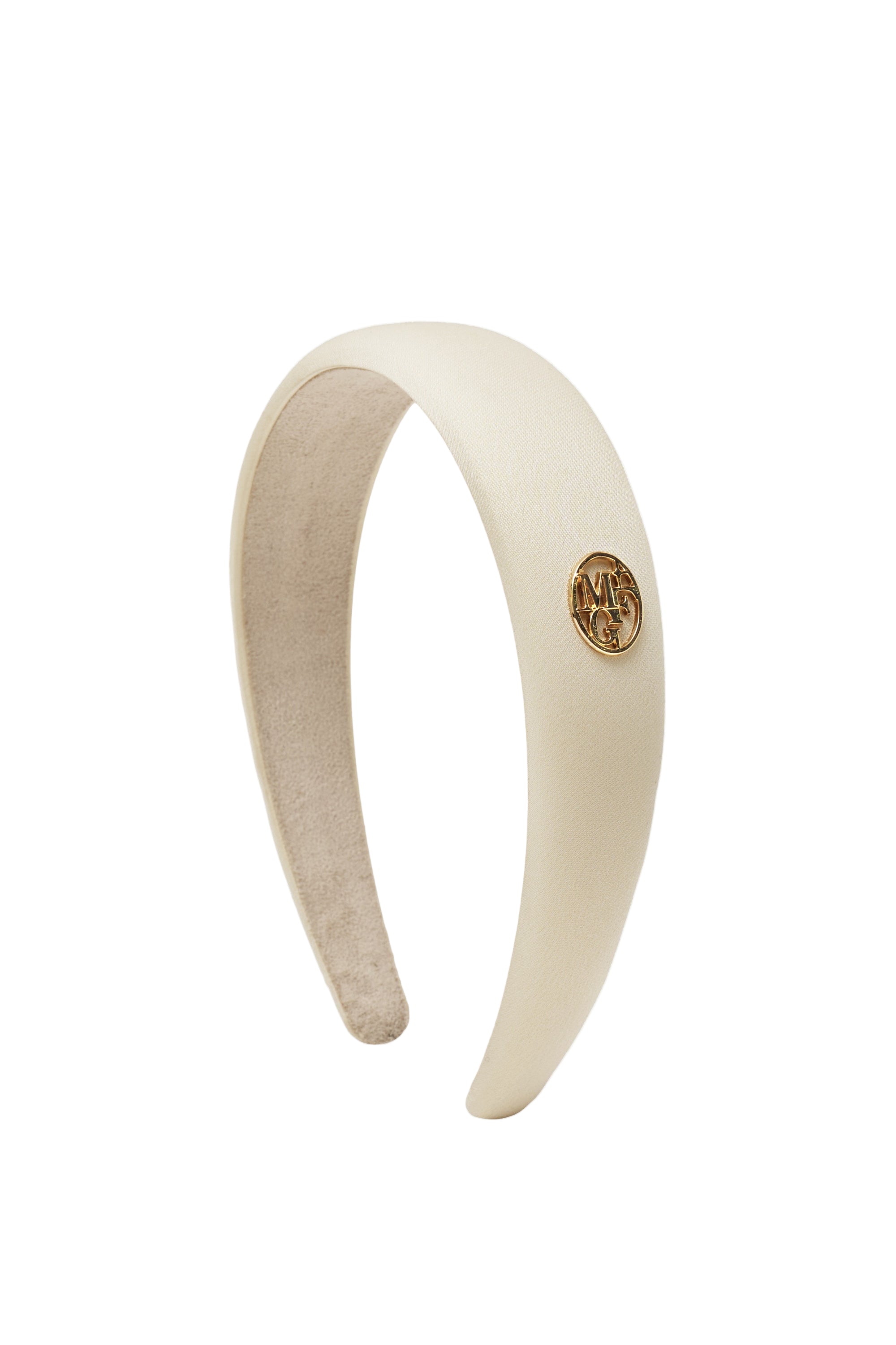 Circle Logo Satin Hair Band Ivory