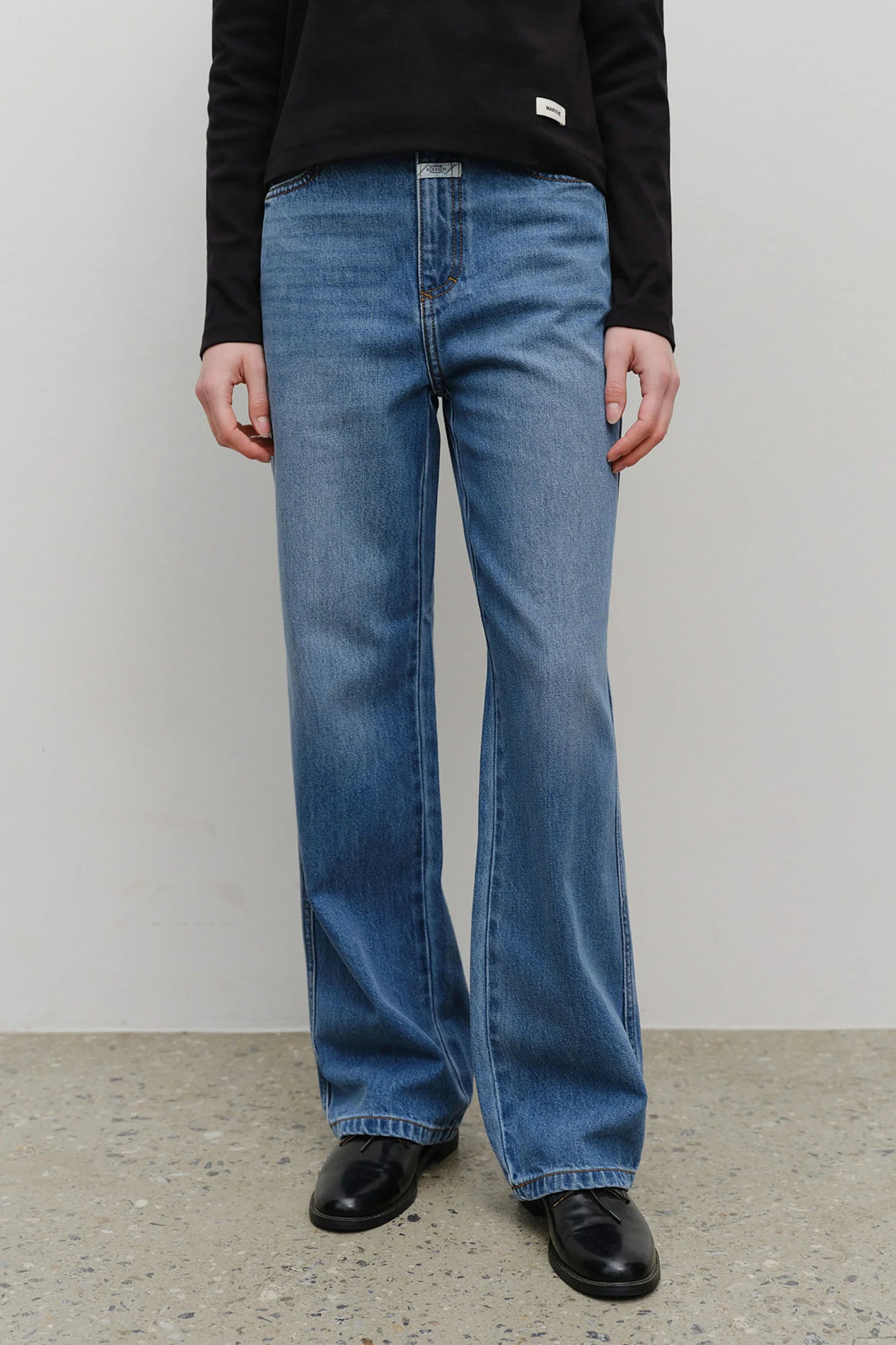 W High Straight Denim Pants Blue