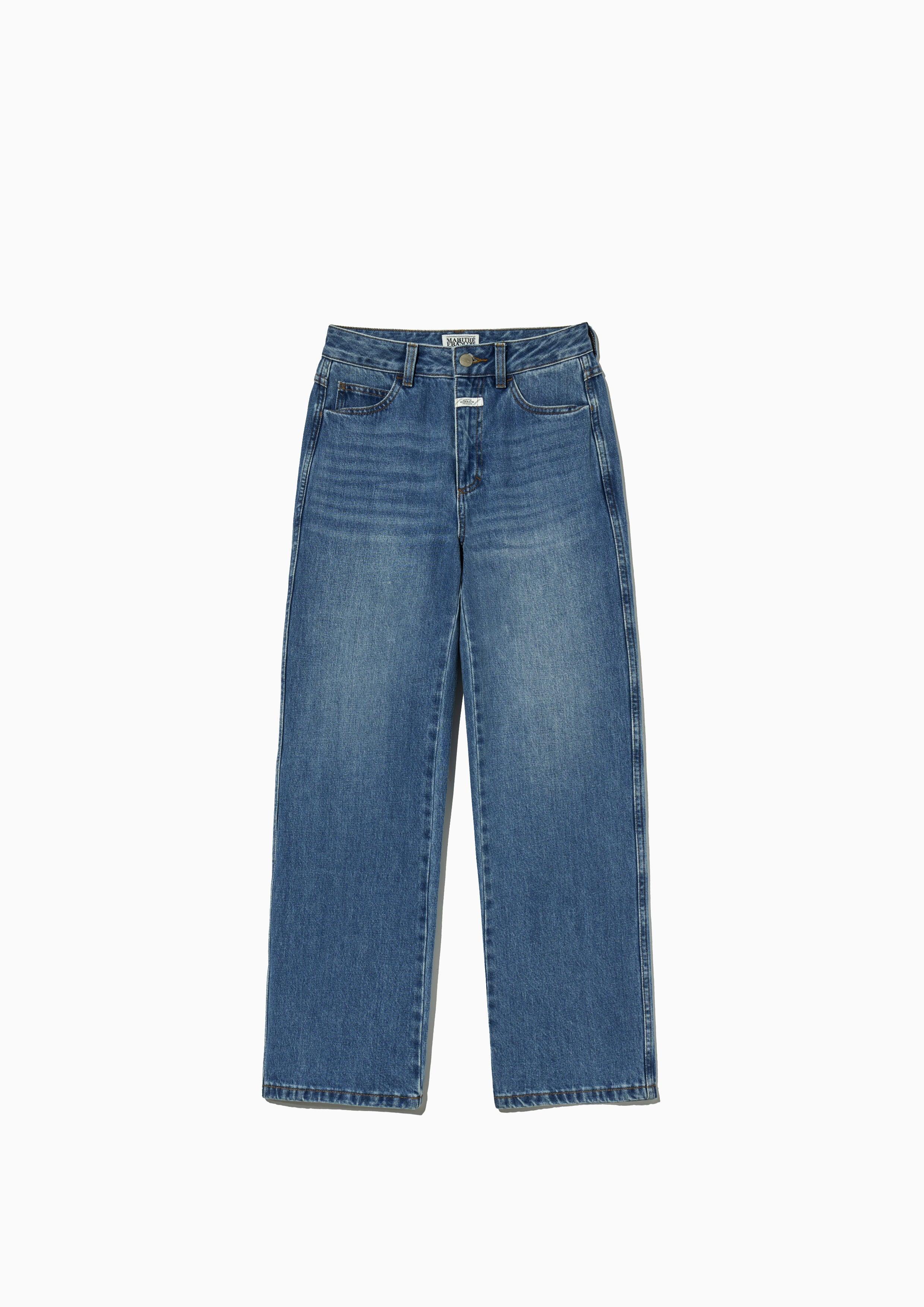 W High Straight Denim Pants Blue