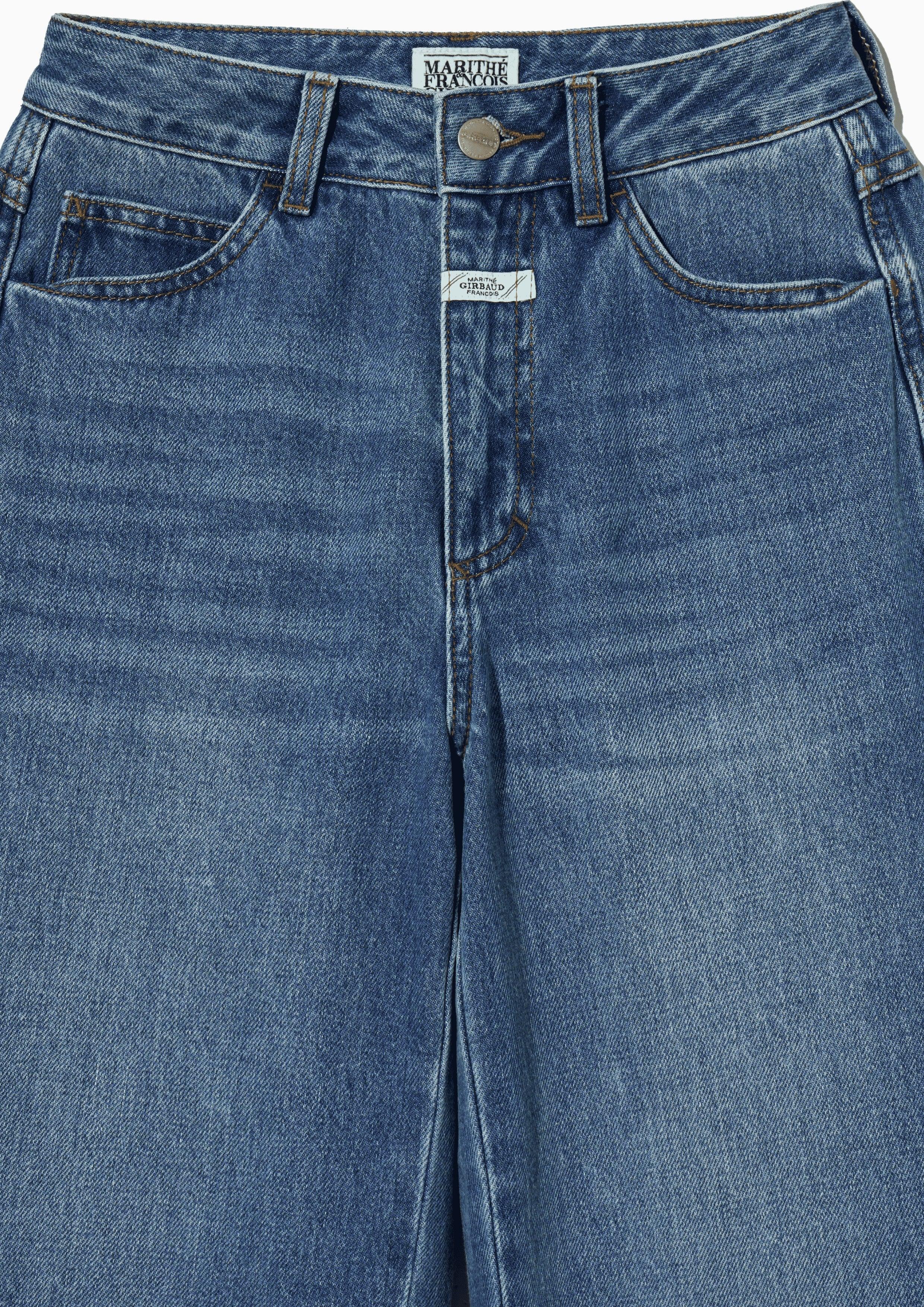 W High Straight Denim Pants Blue