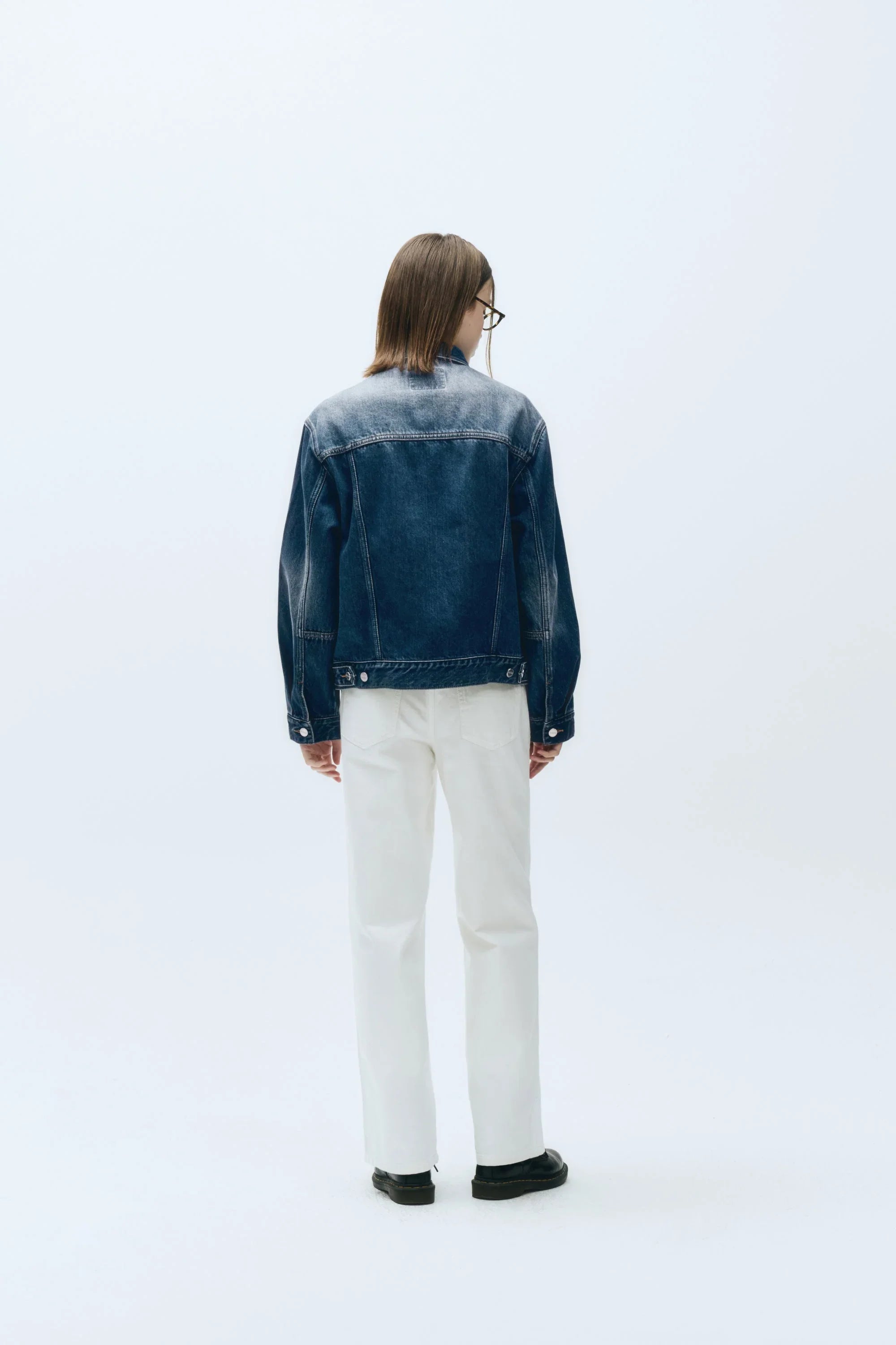 W High Straight Denim Pants White