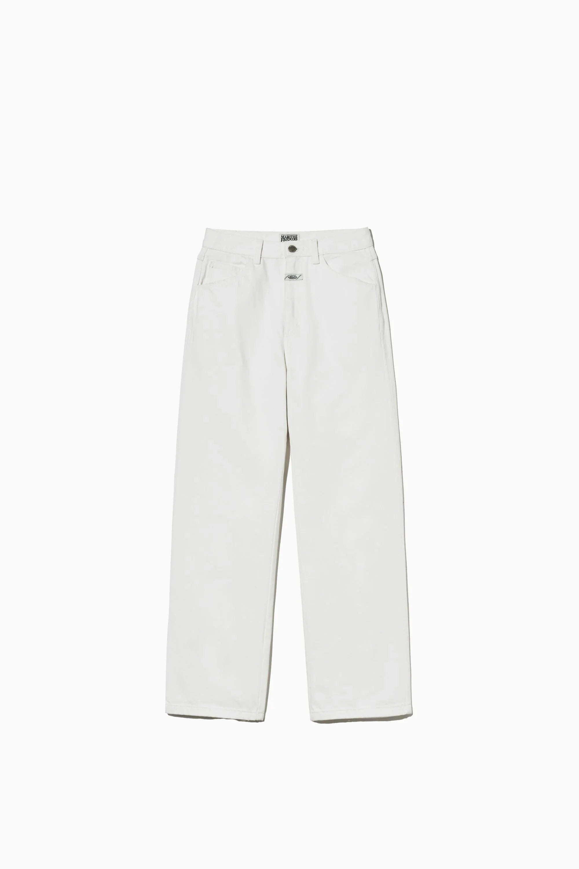 W High Straight Denim Pants White