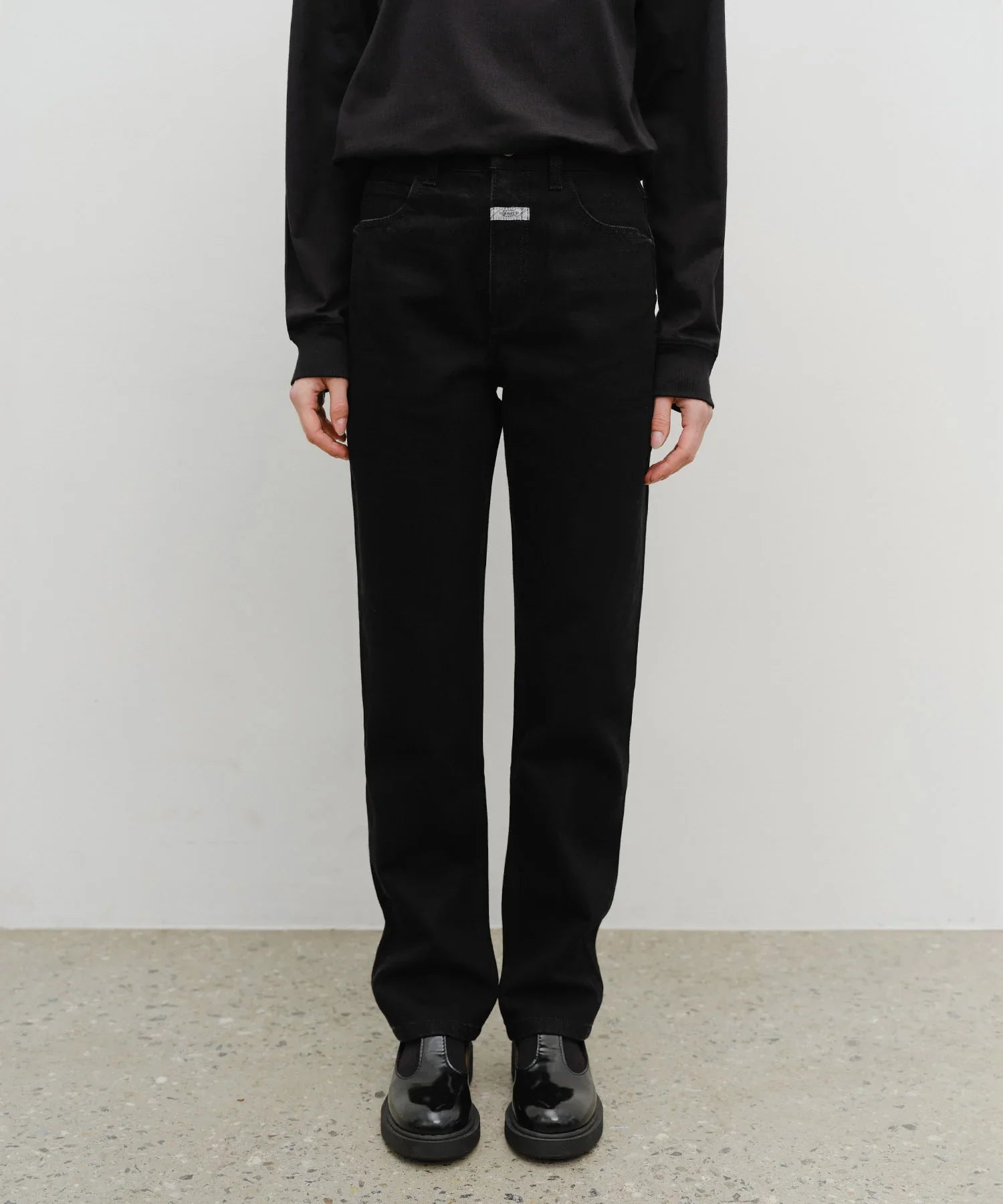 W Slim Straight Denim Pants Matt Black