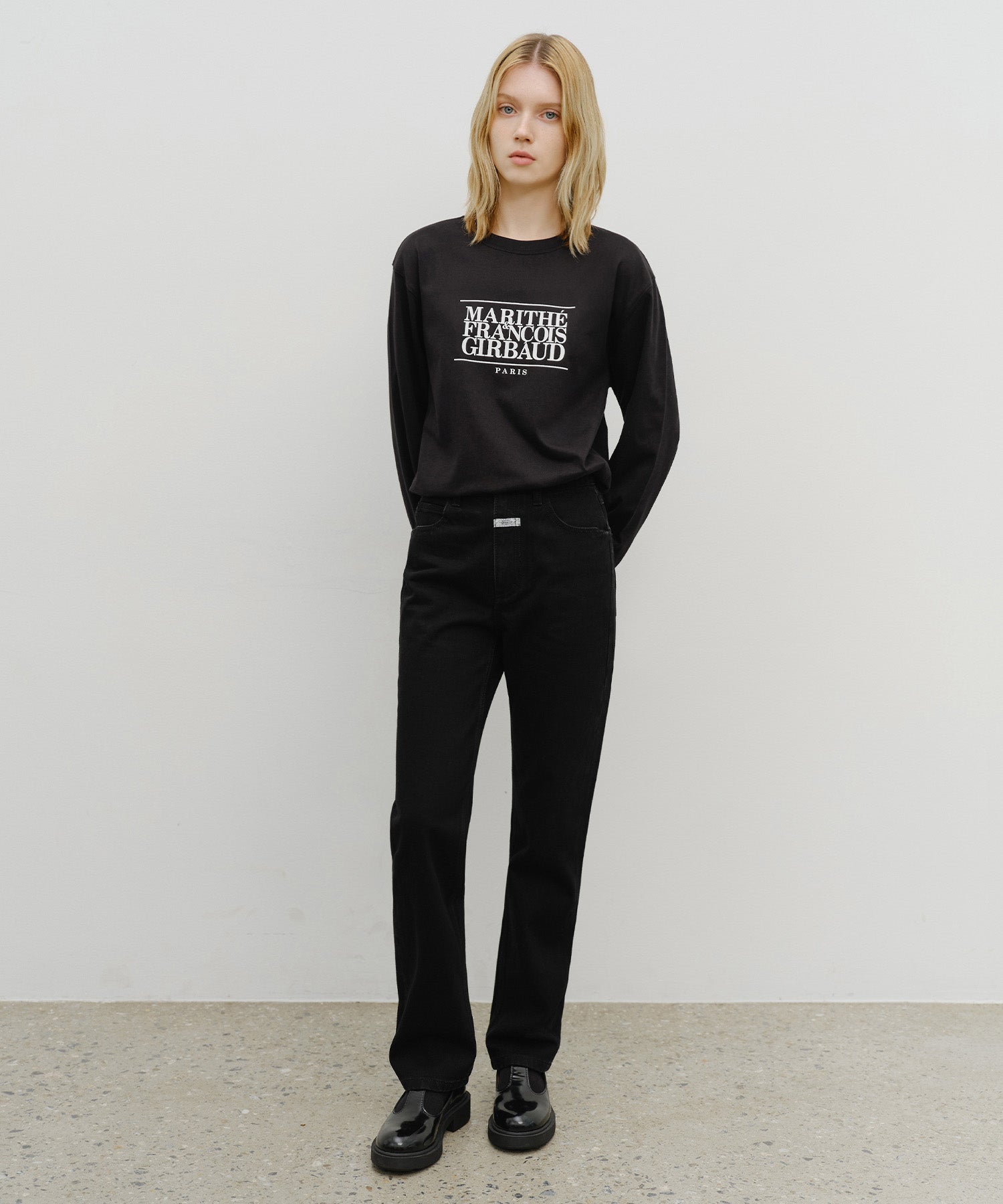 W Slim Straight Denim Pants Matt Black
