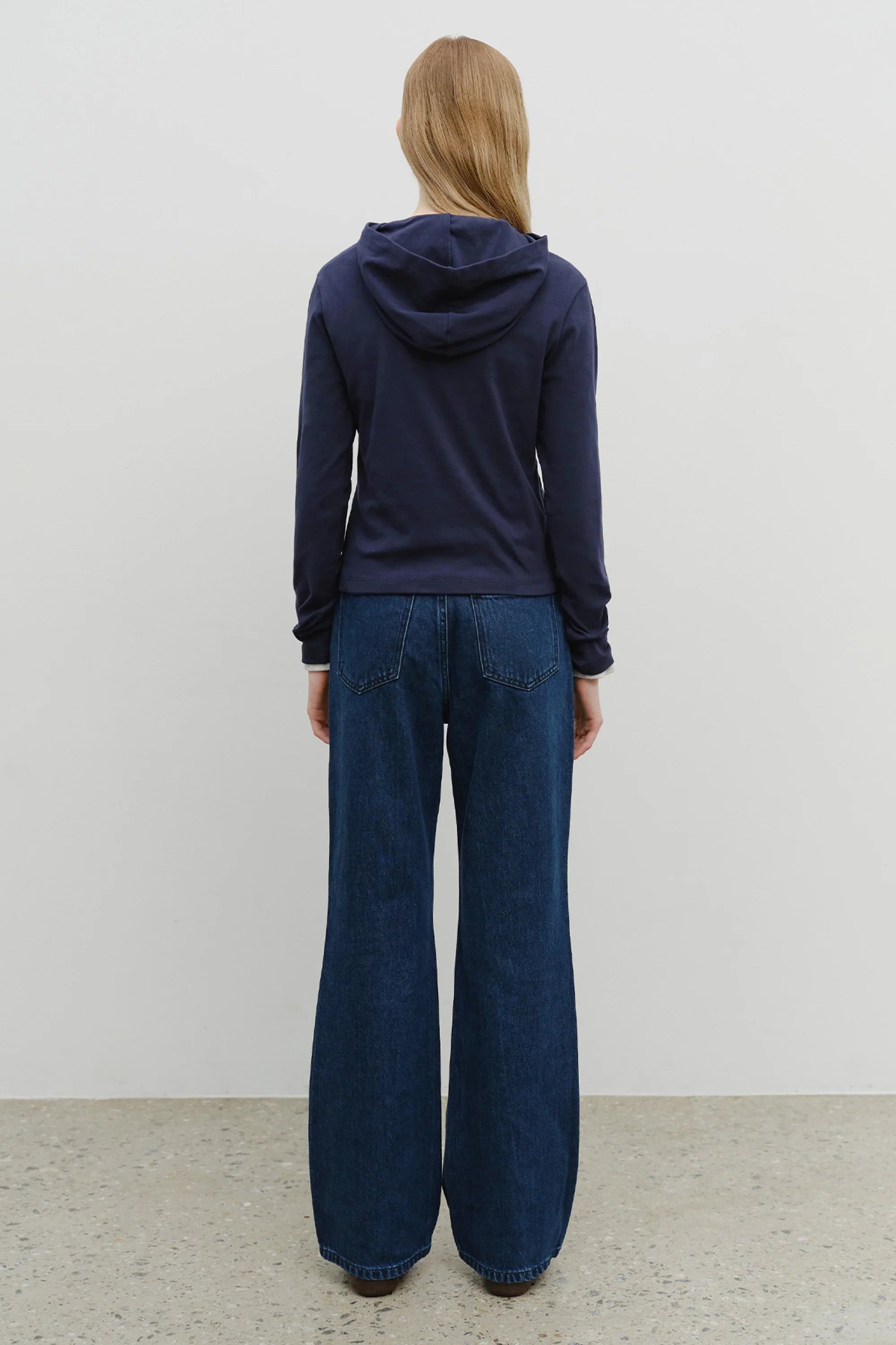 W Slim Boot-Cut Denim Pants Blue