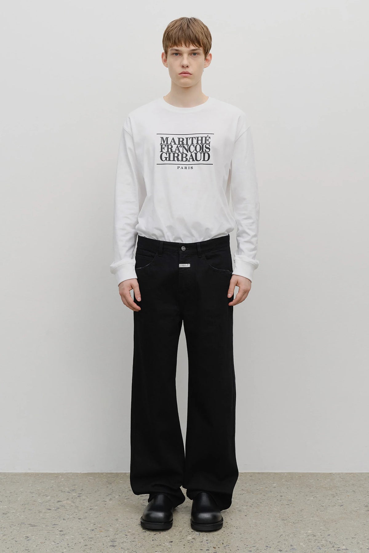 M High Straight Denim Pants Black