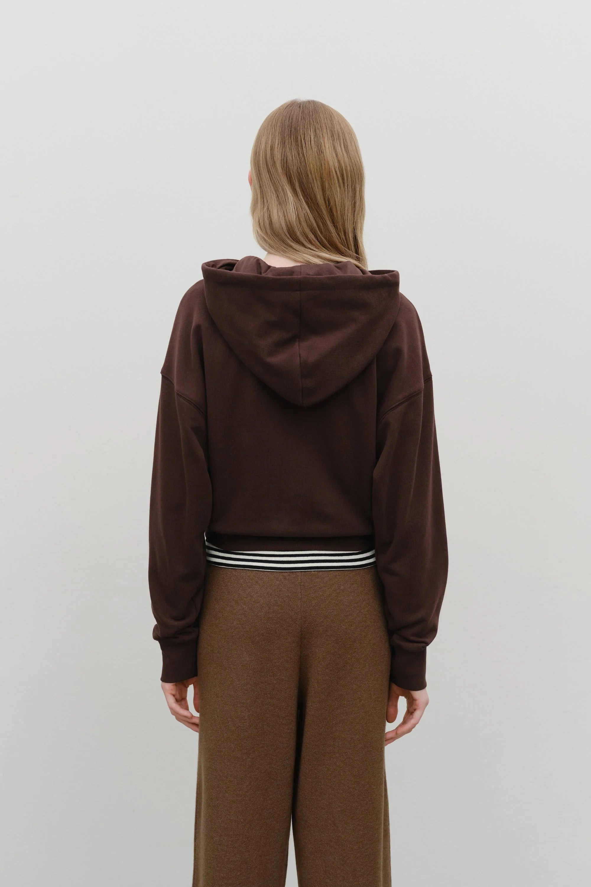 W Small Classic Logo Crop Hoodie Brown