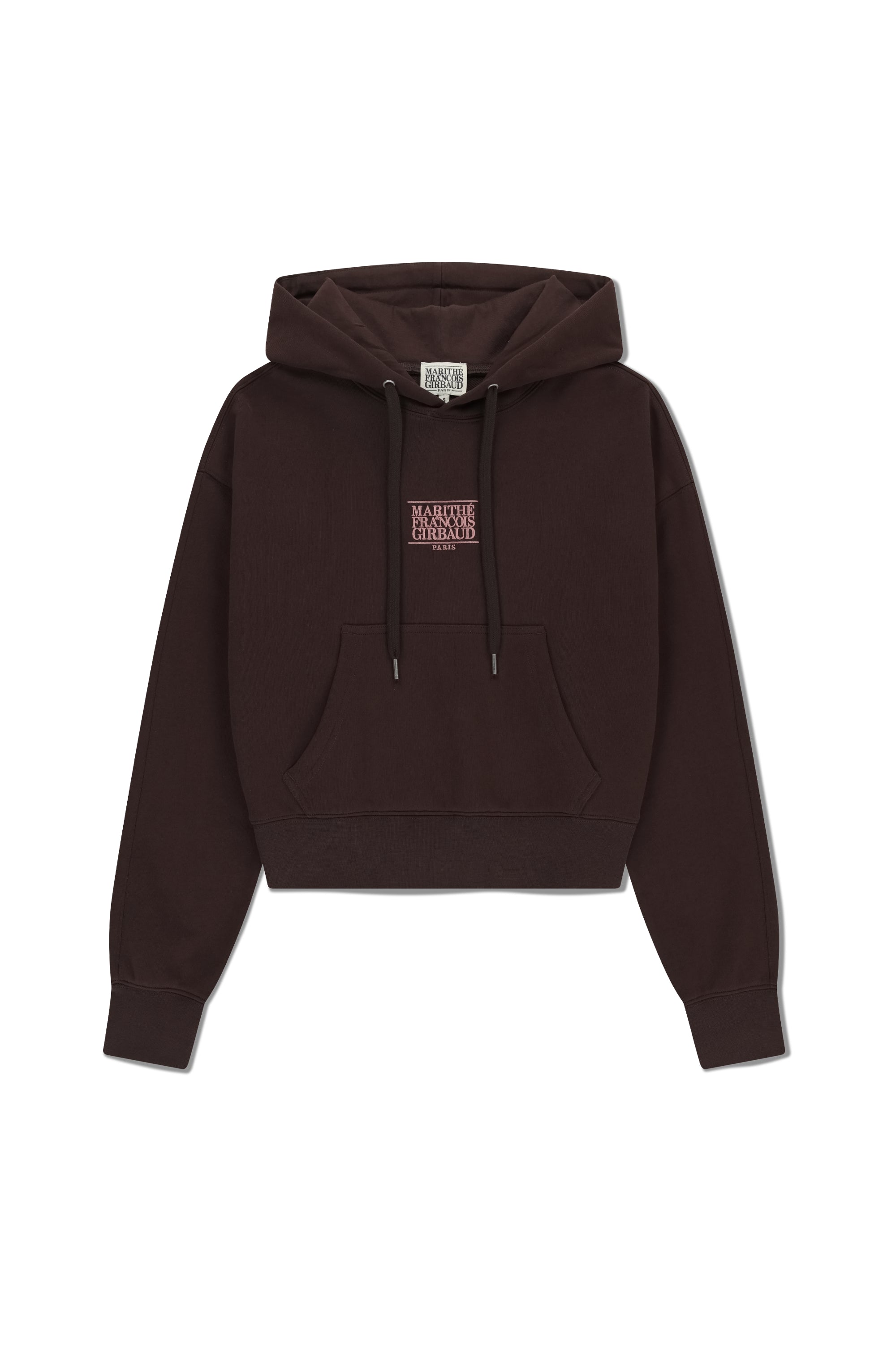 W Small Classic Logo Crop Hoodie Brown