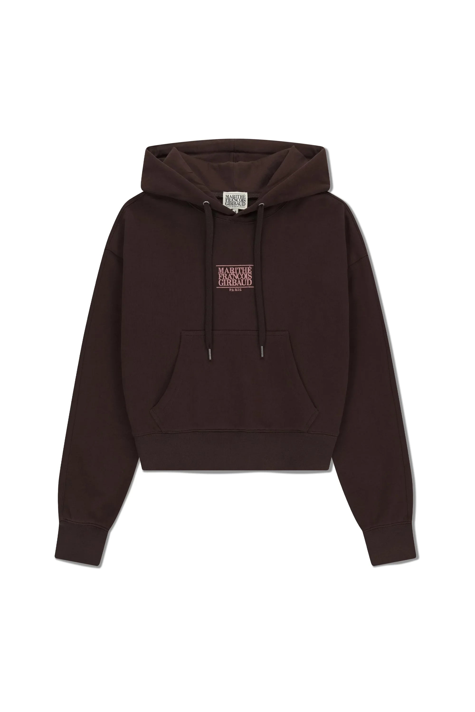 W Small Classic Logo Crop Hoodie Brown