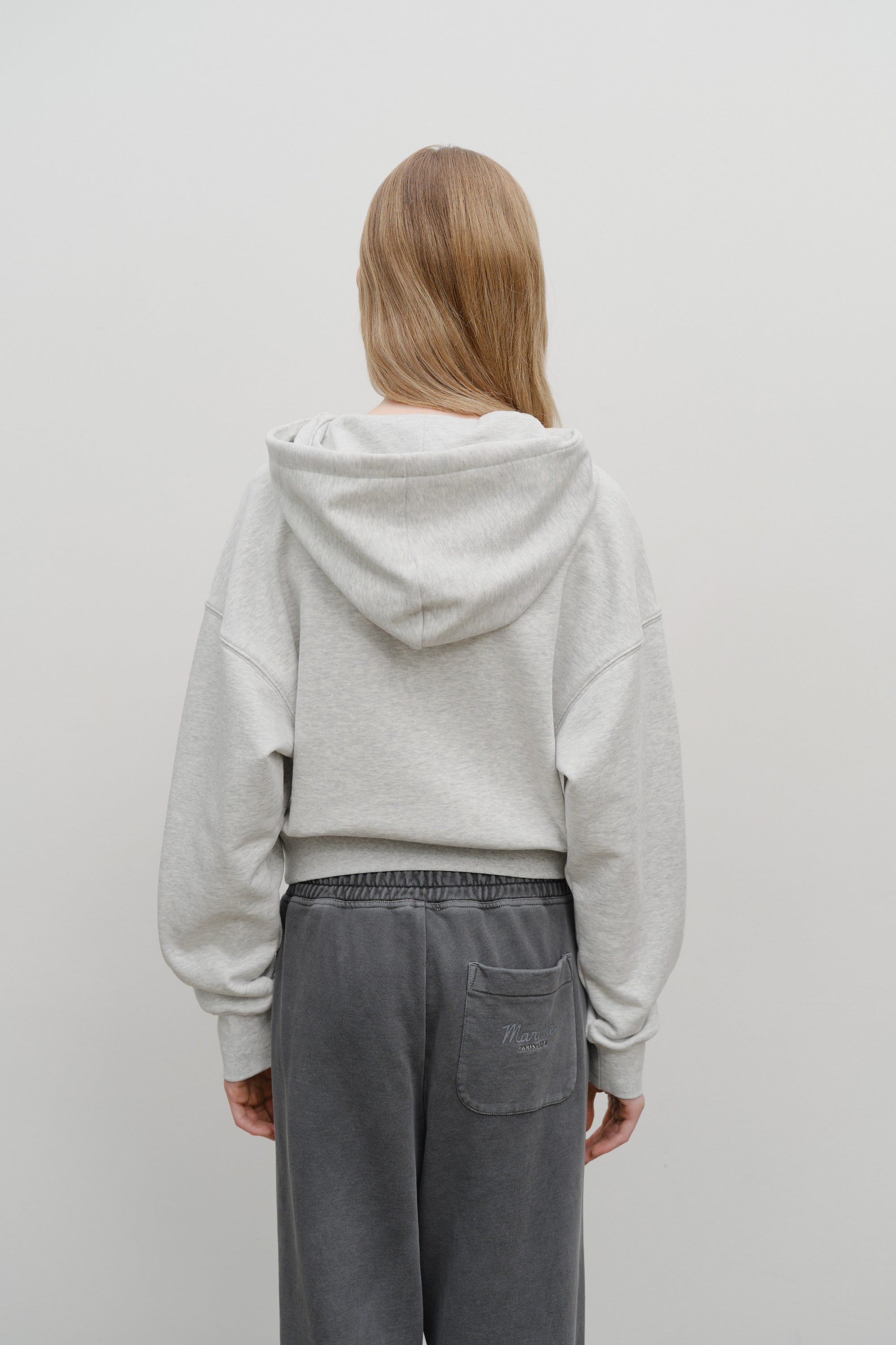 W Small Classic Logo Crop Hoodie Light Heather Gray