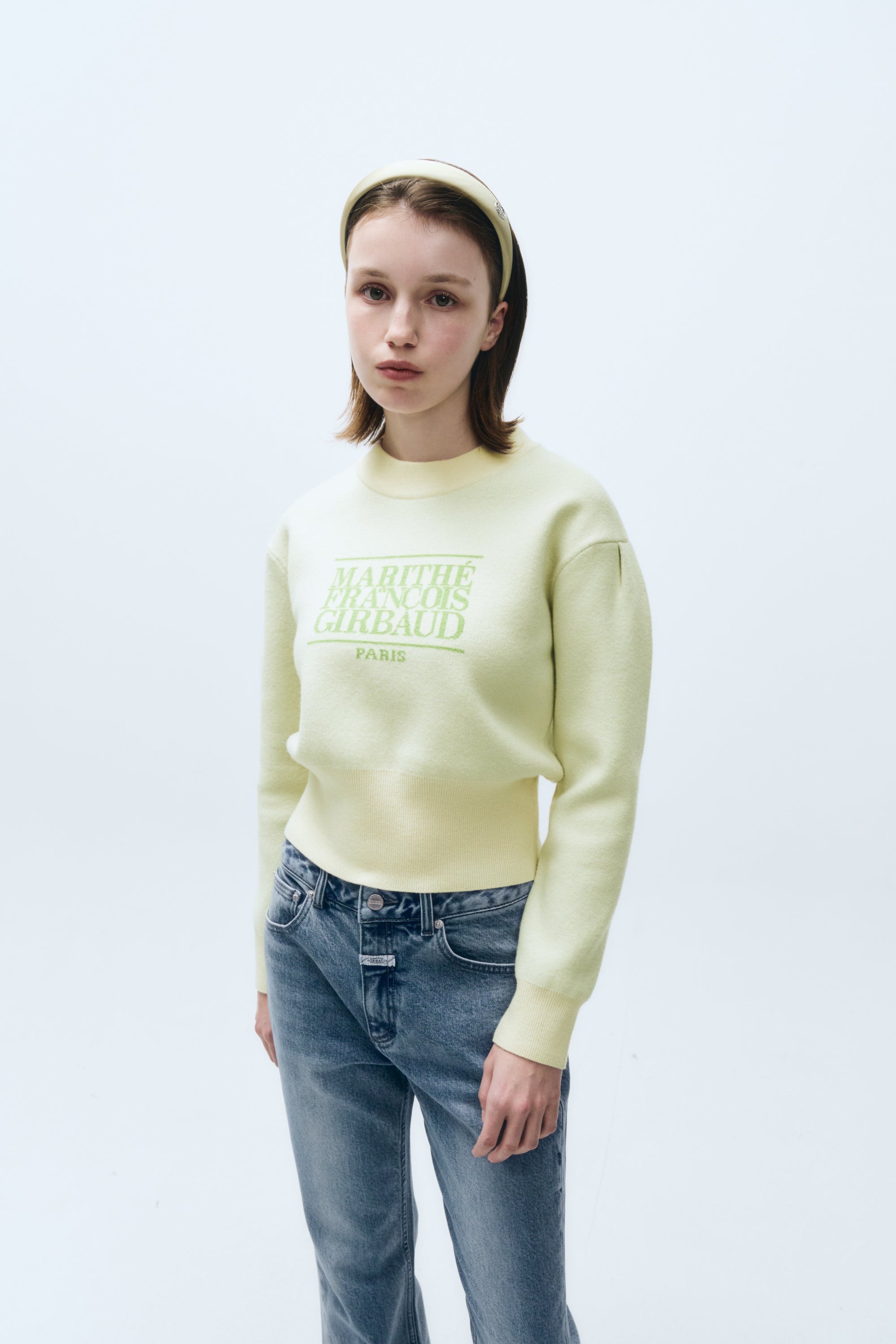 W Classic Logo Crop Knit Ivory