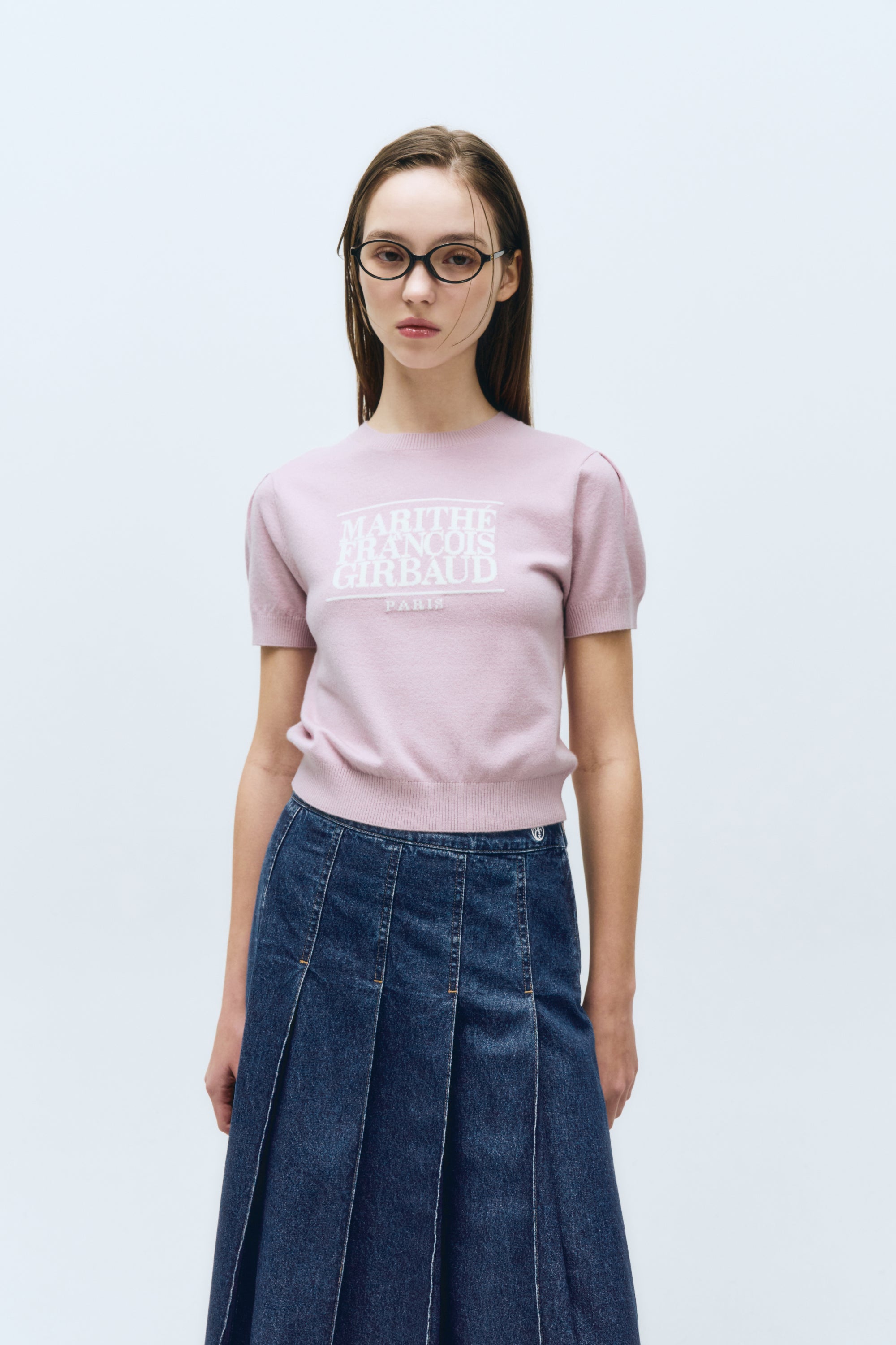 W Classic Logo Half Knit Light Purple