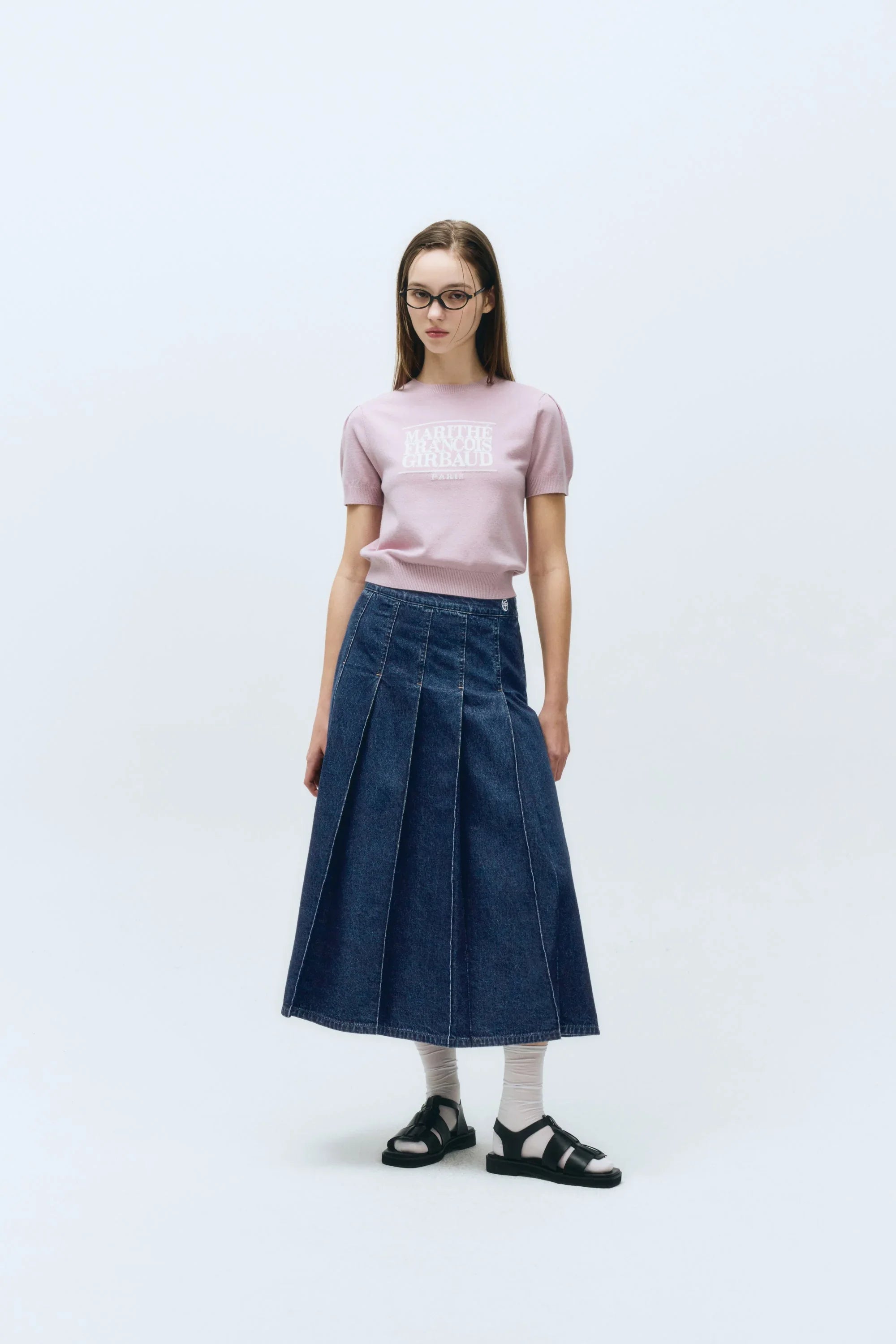 W Classic Logo Half Knit Light Purple