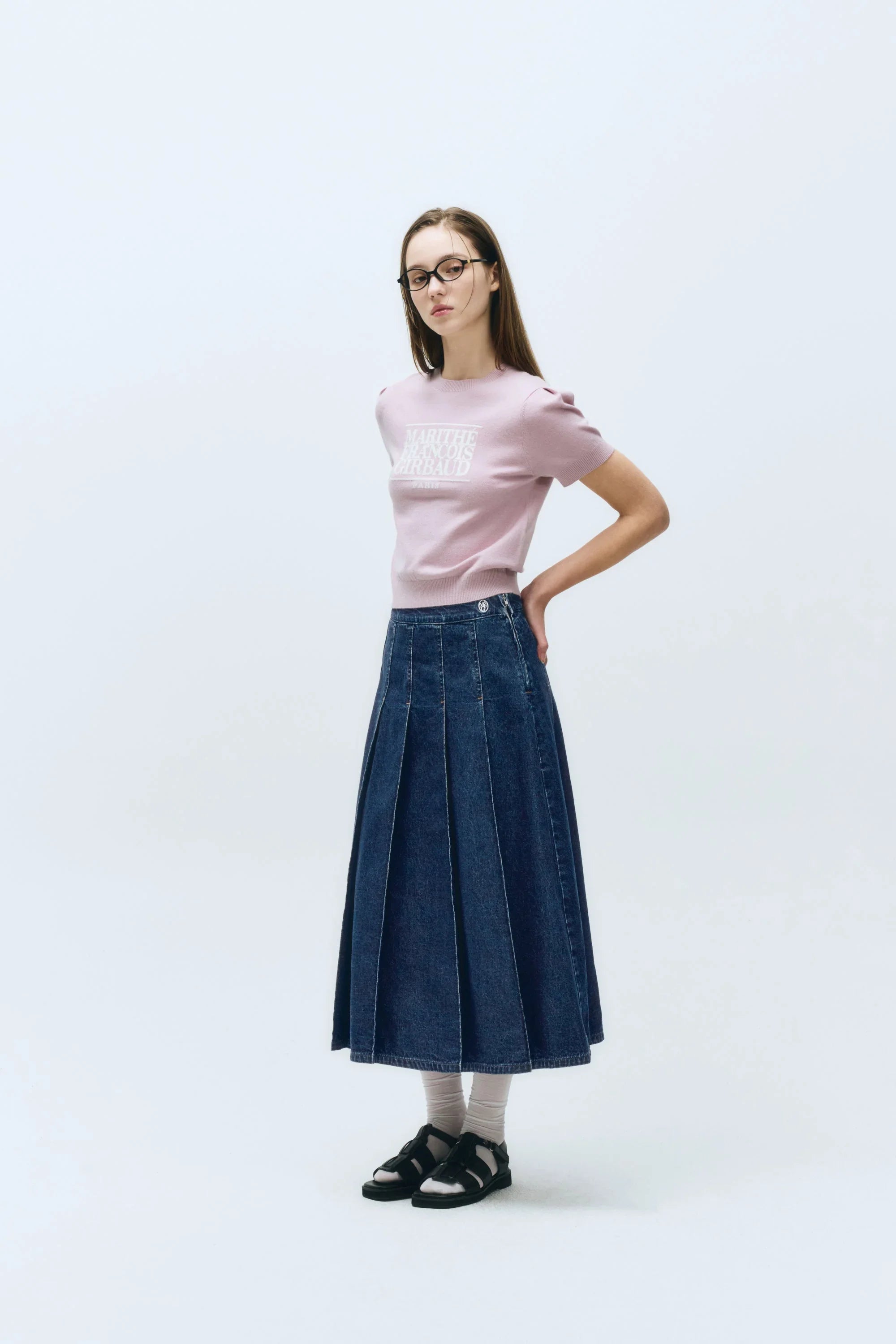 W Classic Logo Half Knit Light Purple