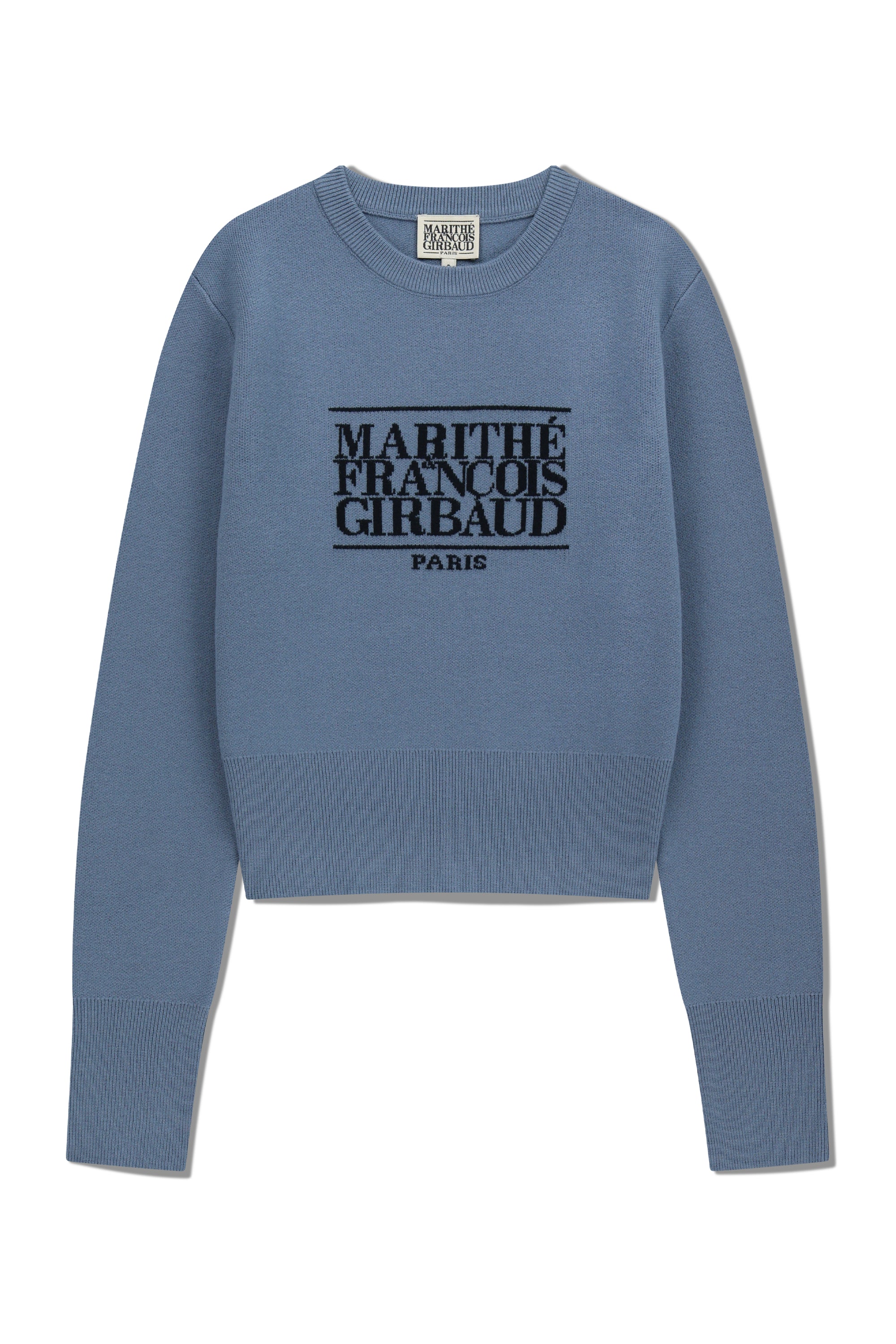 W Classic Logo Crop Knit Ash Blue