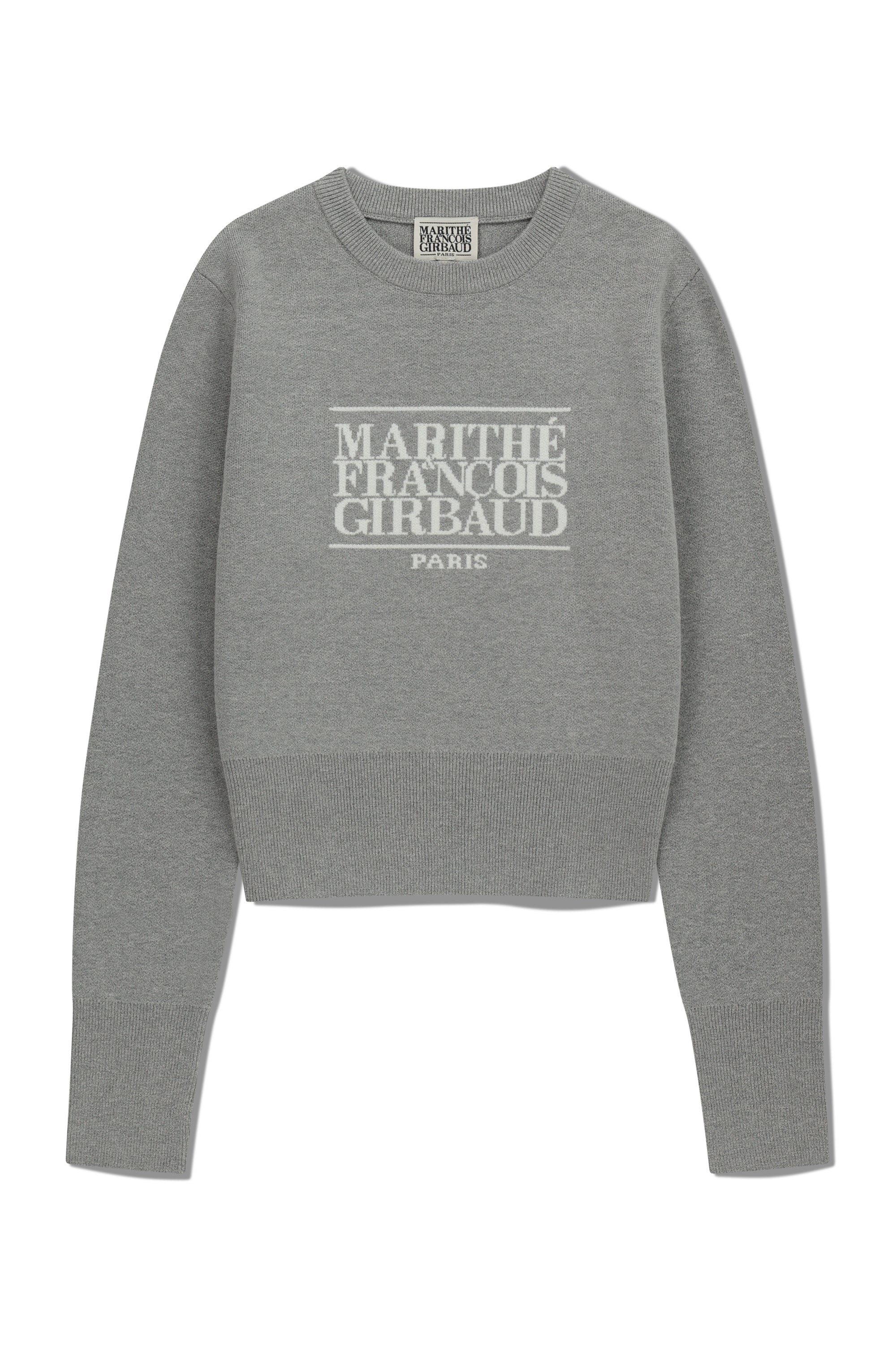 W Classic Logo Crop Knit Melange Gray