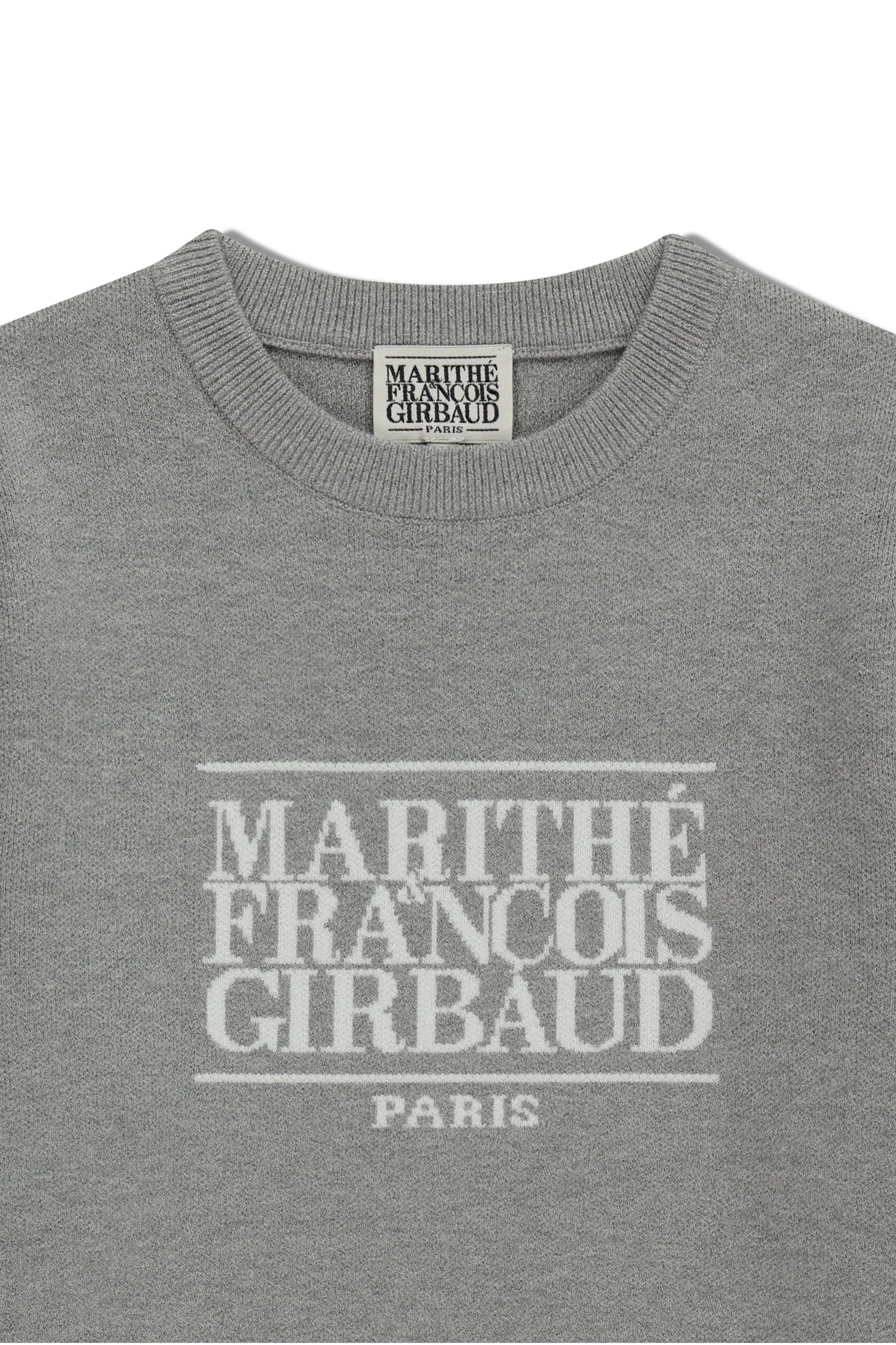 W Classic Logo Crop Knit Melange Gray