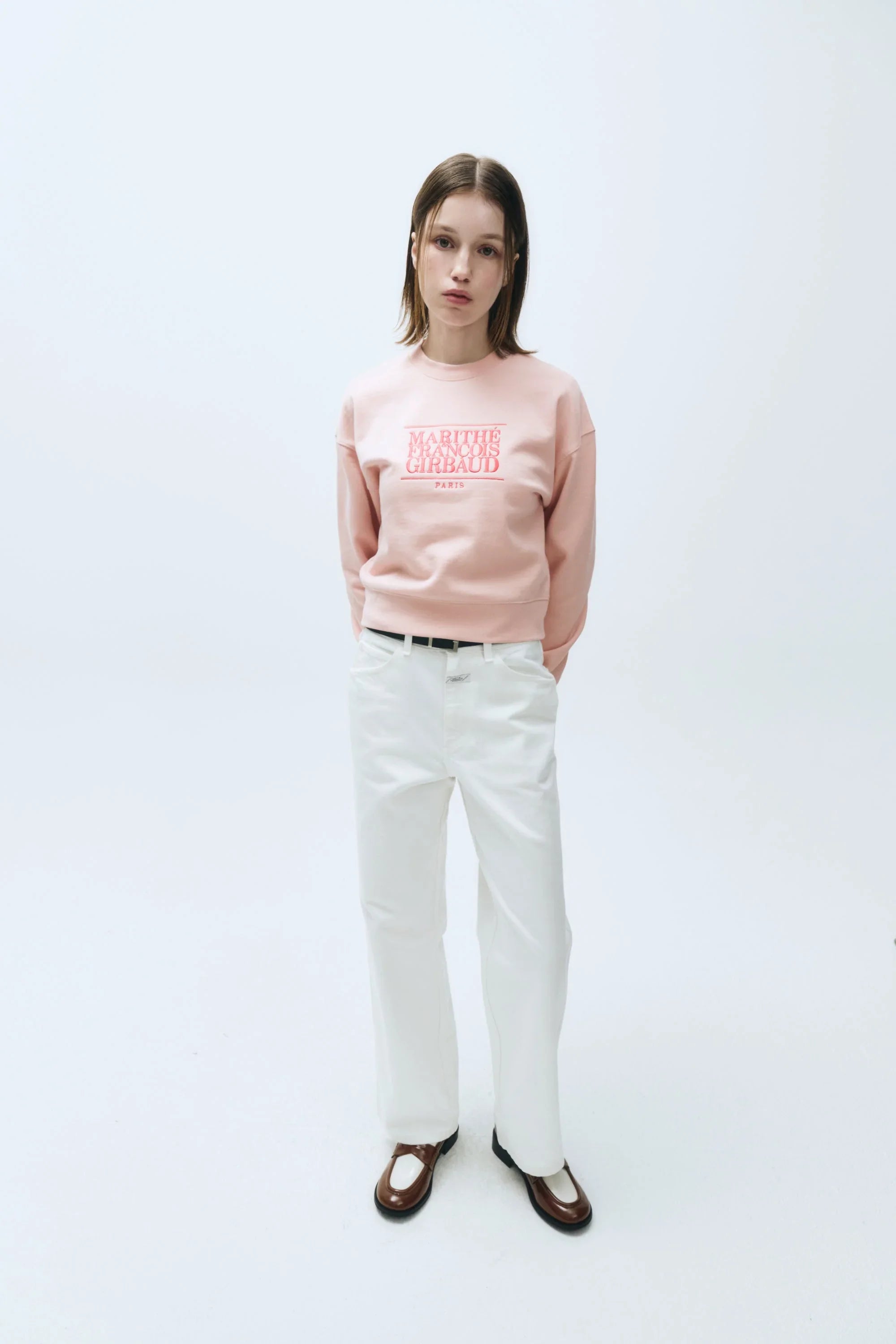 W Classic Logo Crop Sweatshirt Light Pink
