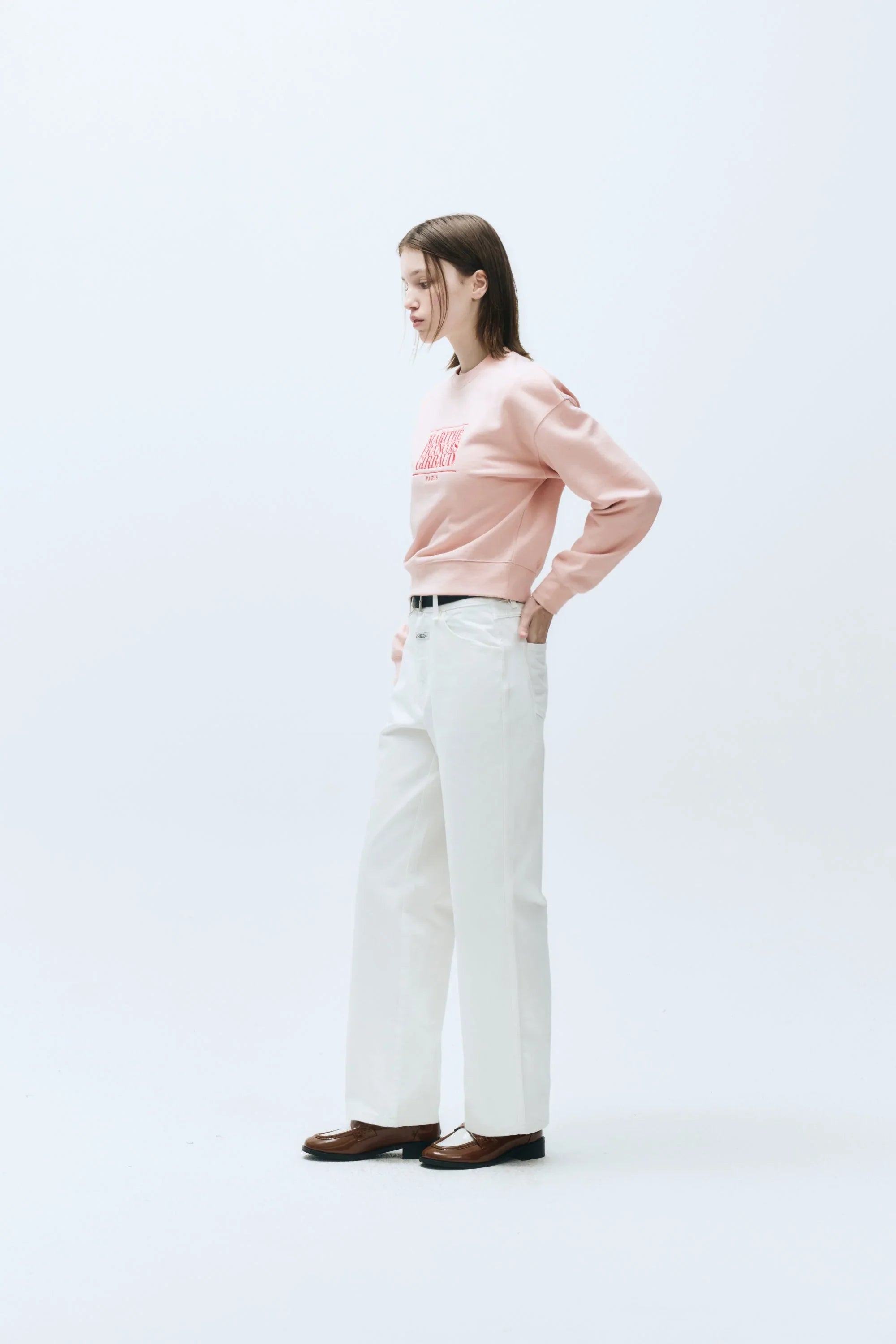 W Classic Logo Crop Sweatshirt Light Pink