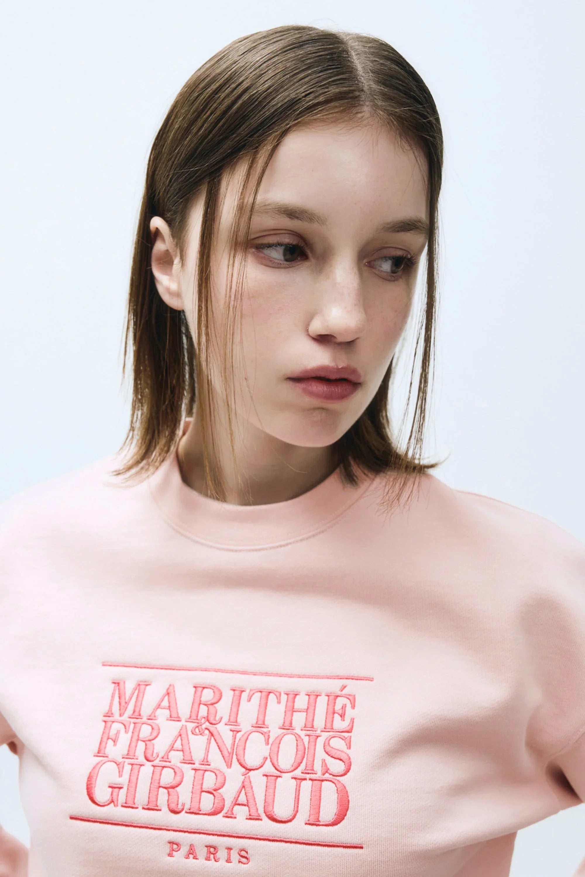 W Classic Logo Crop Sweatshirt Light Pink