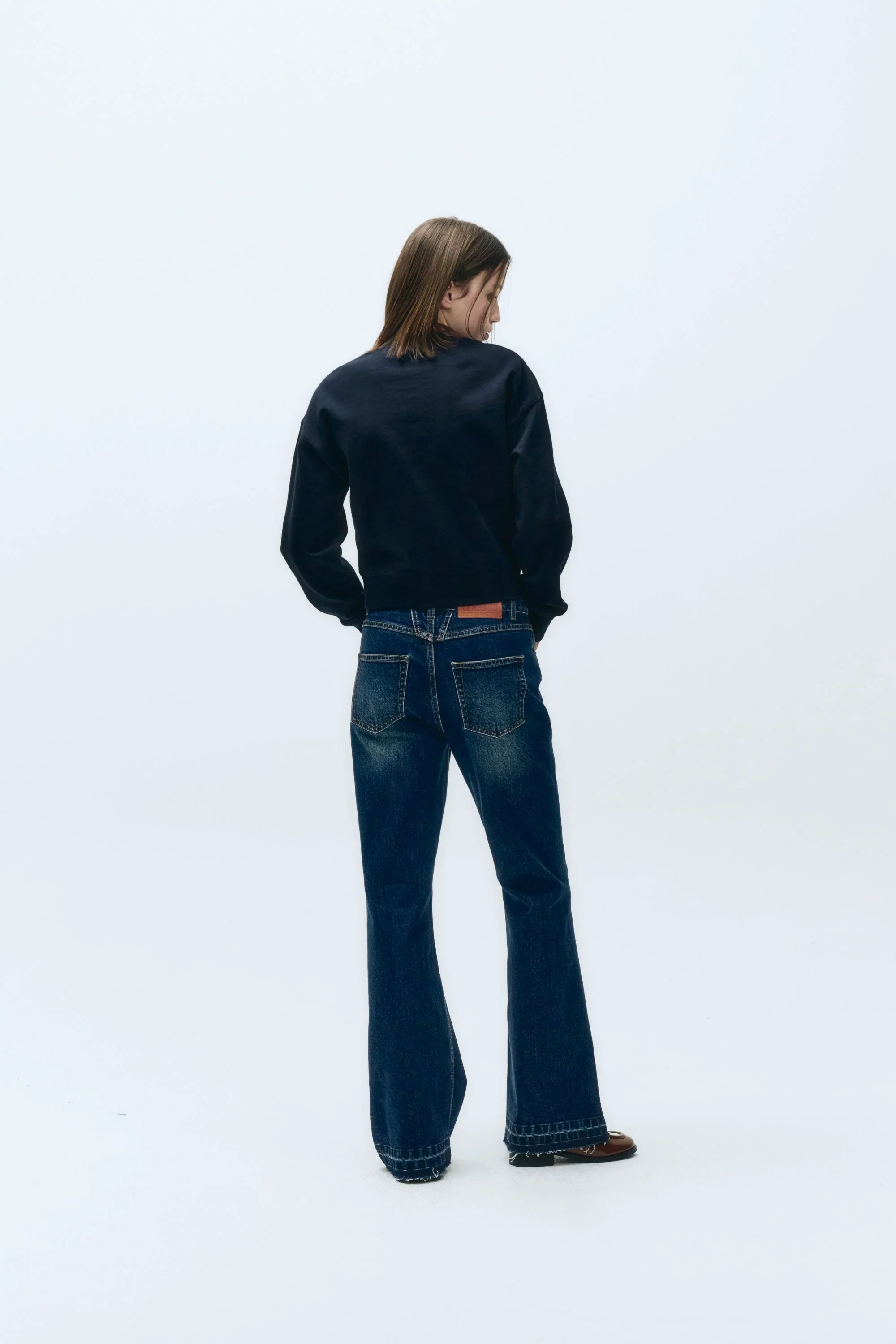 W Classic Logo Crop Sweatshirt Navy