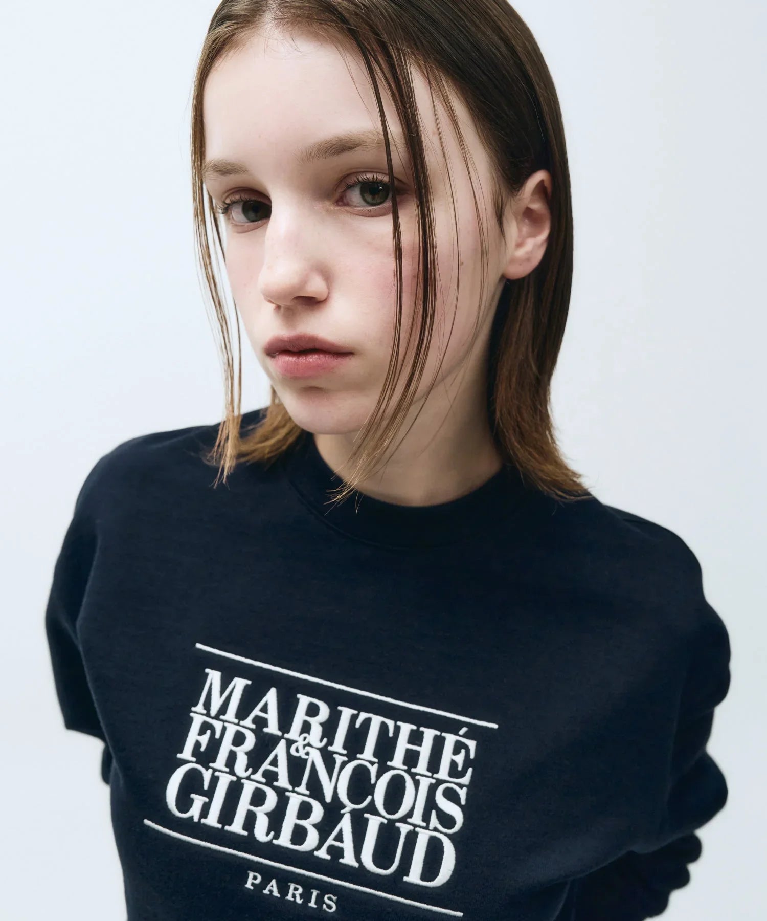 W Classic Logo Crop Sweatshirt Navy