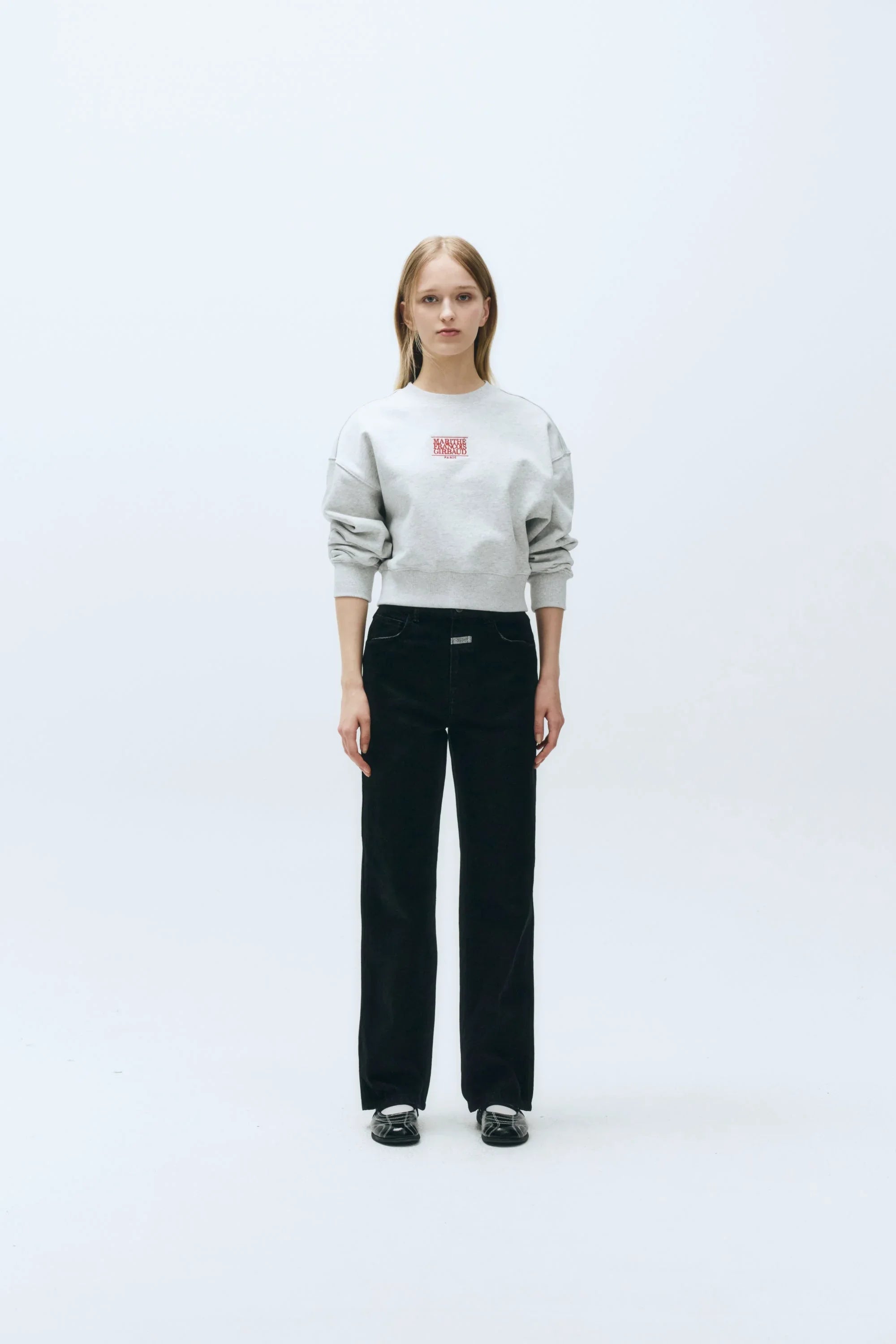 W Small Logo Crop Sweatshirt Light Heather Gray