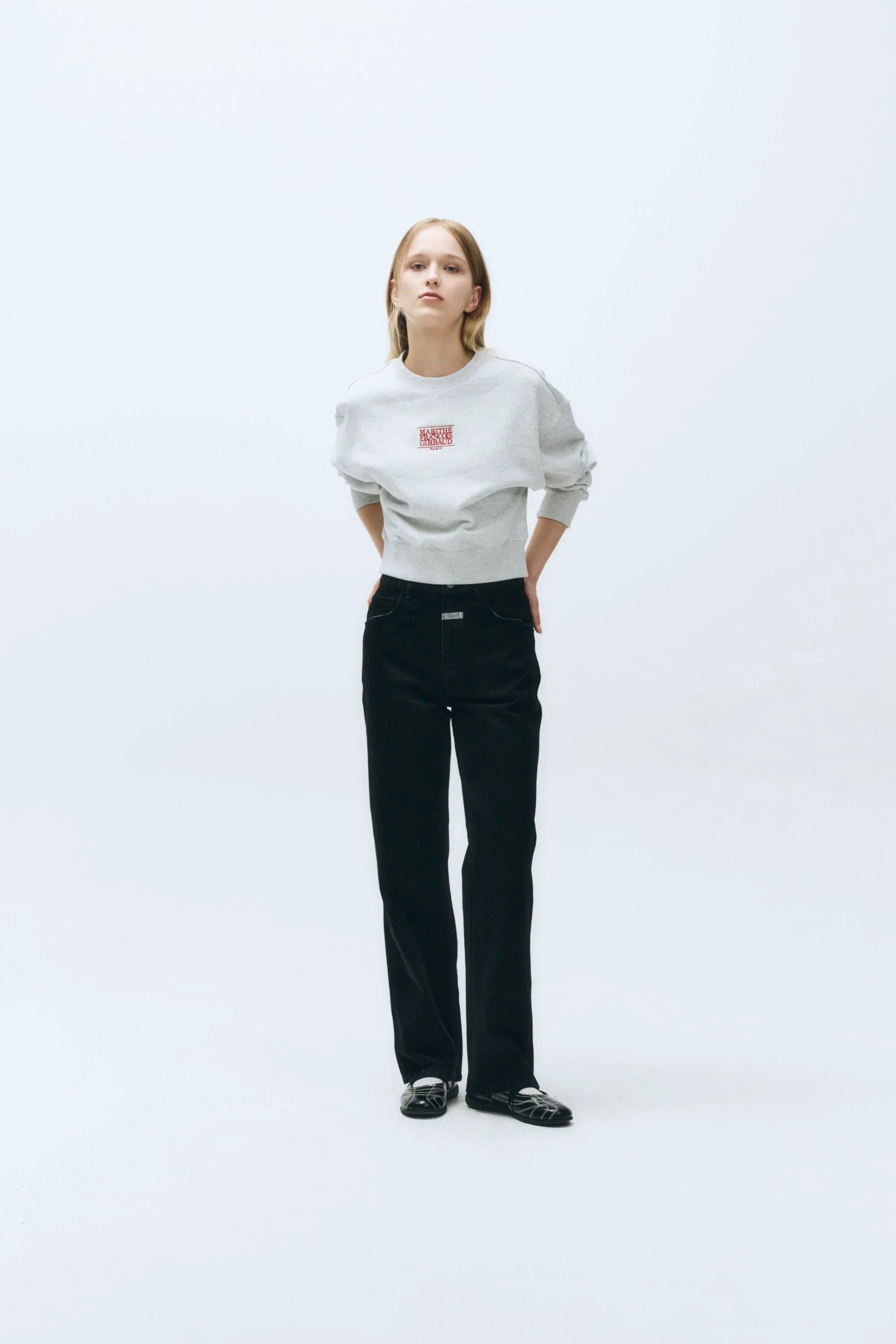 W Small Logo Crop Sweatshirt Light Heather Gray