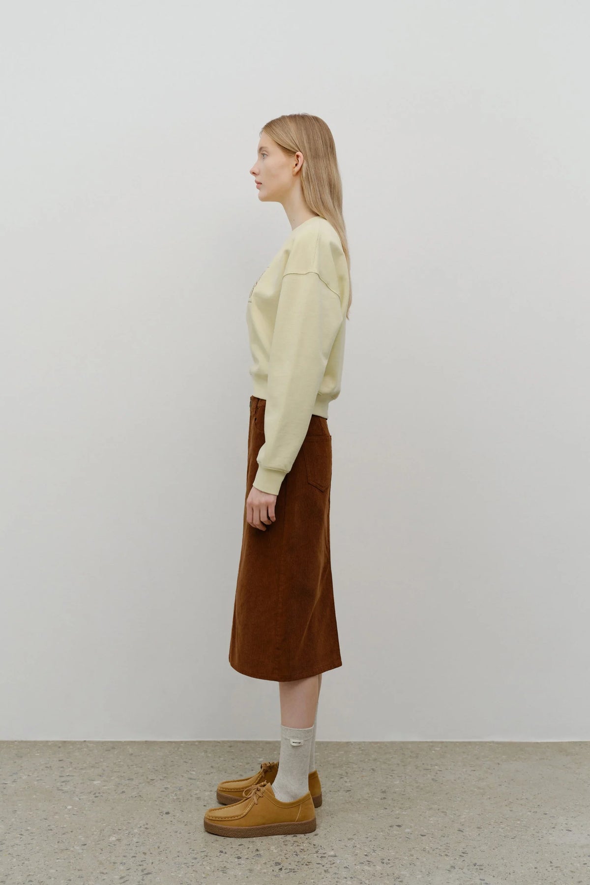 W Classic Logo Crop Sweatshirt Light Yellow