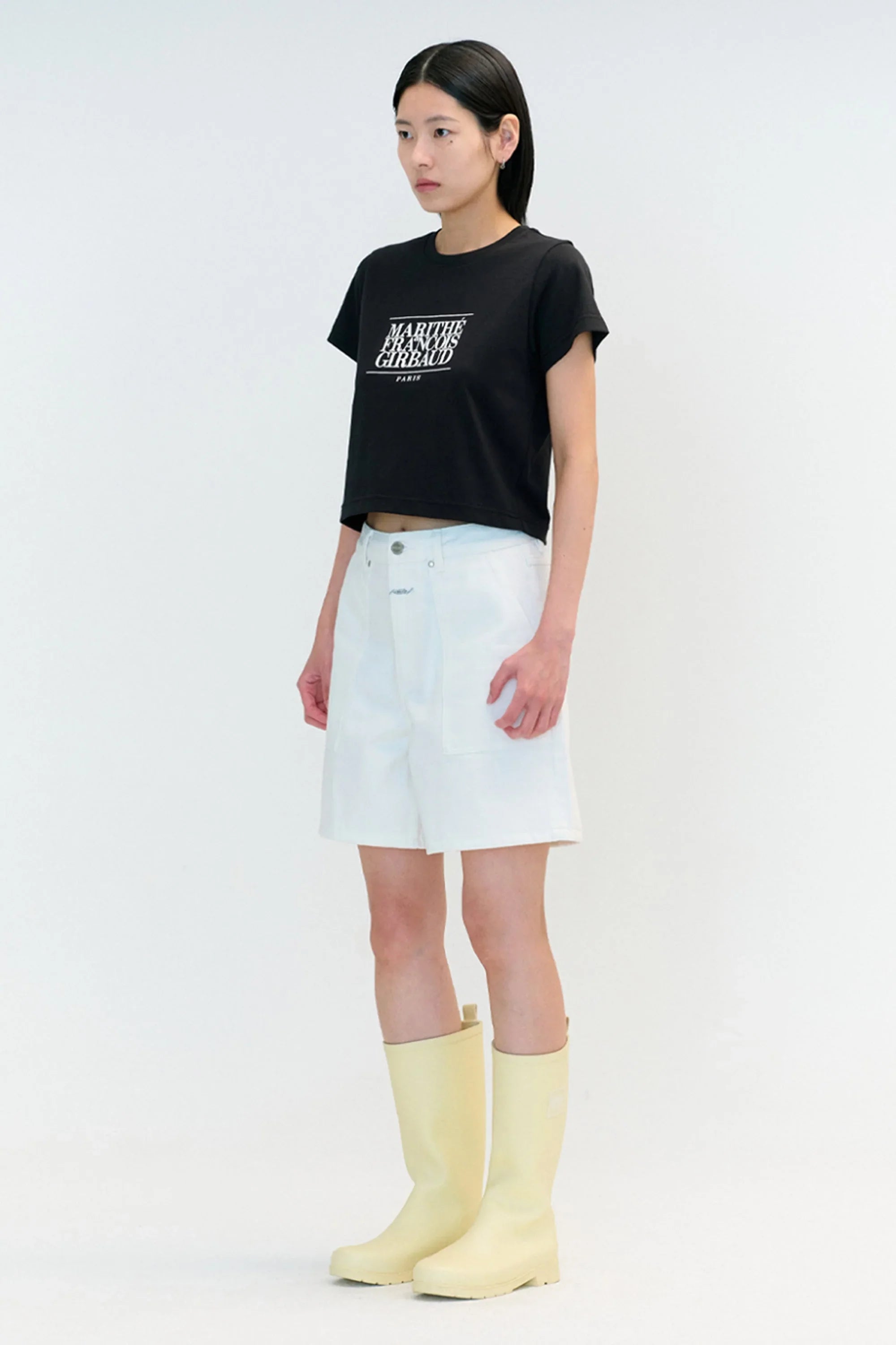 W Classic Logo Crop Tee Black